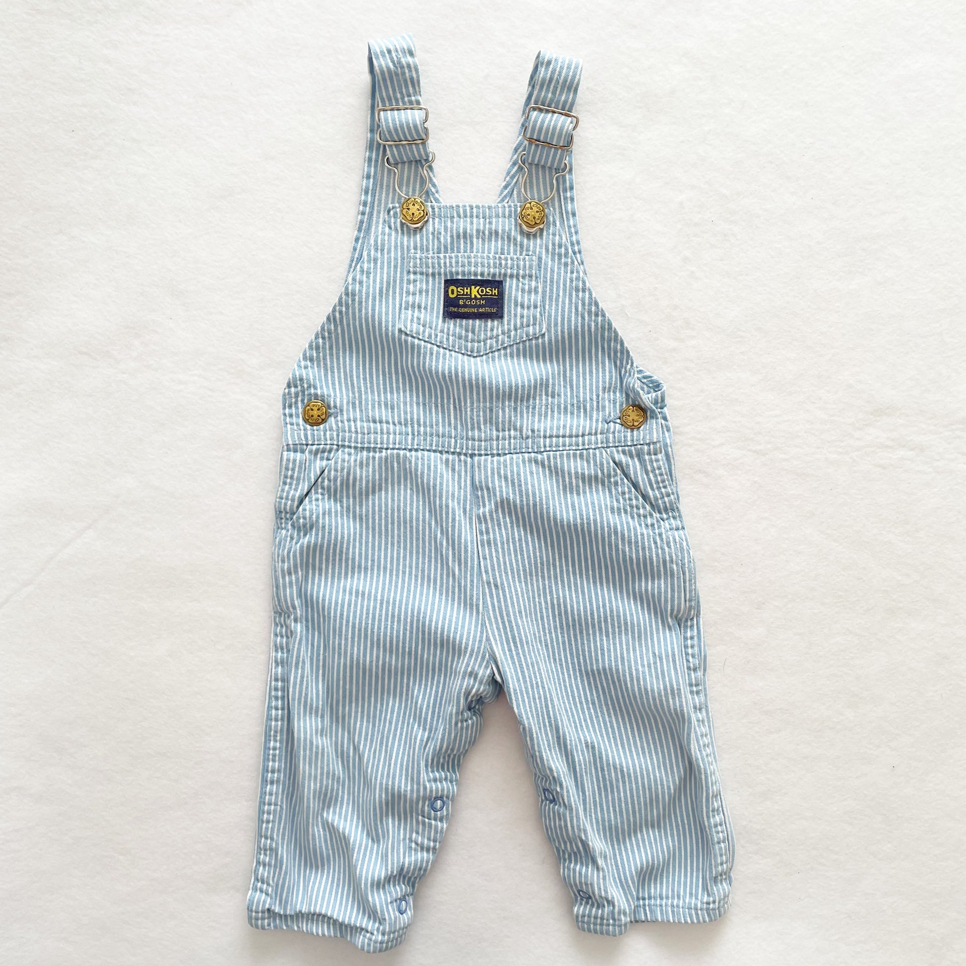 Vintage OshKosh Light Blue Hickory Stripe Overalls