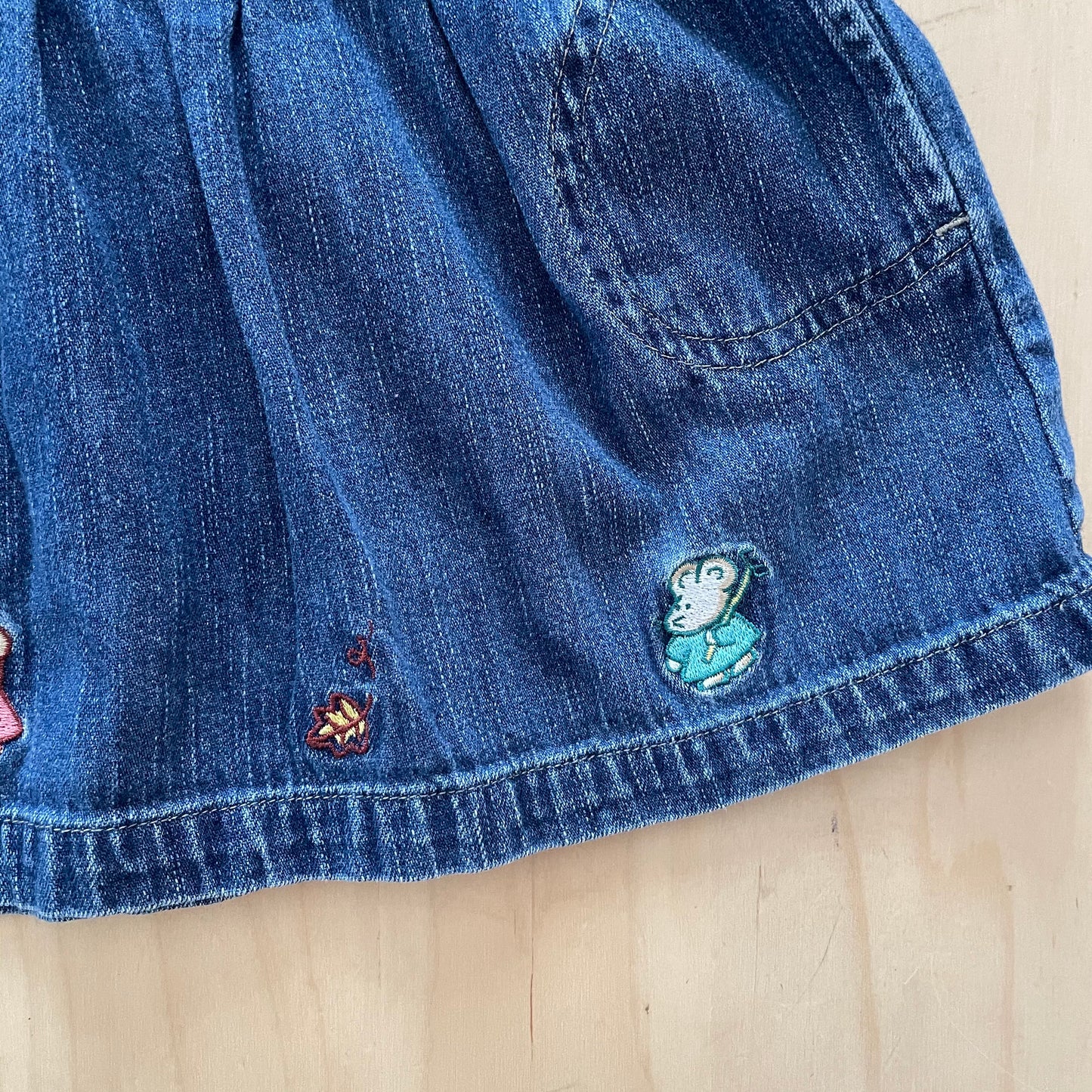 OshKosh Denim Mouse Embroidery Dress - Yellow Clover Vintage Kids Clothes