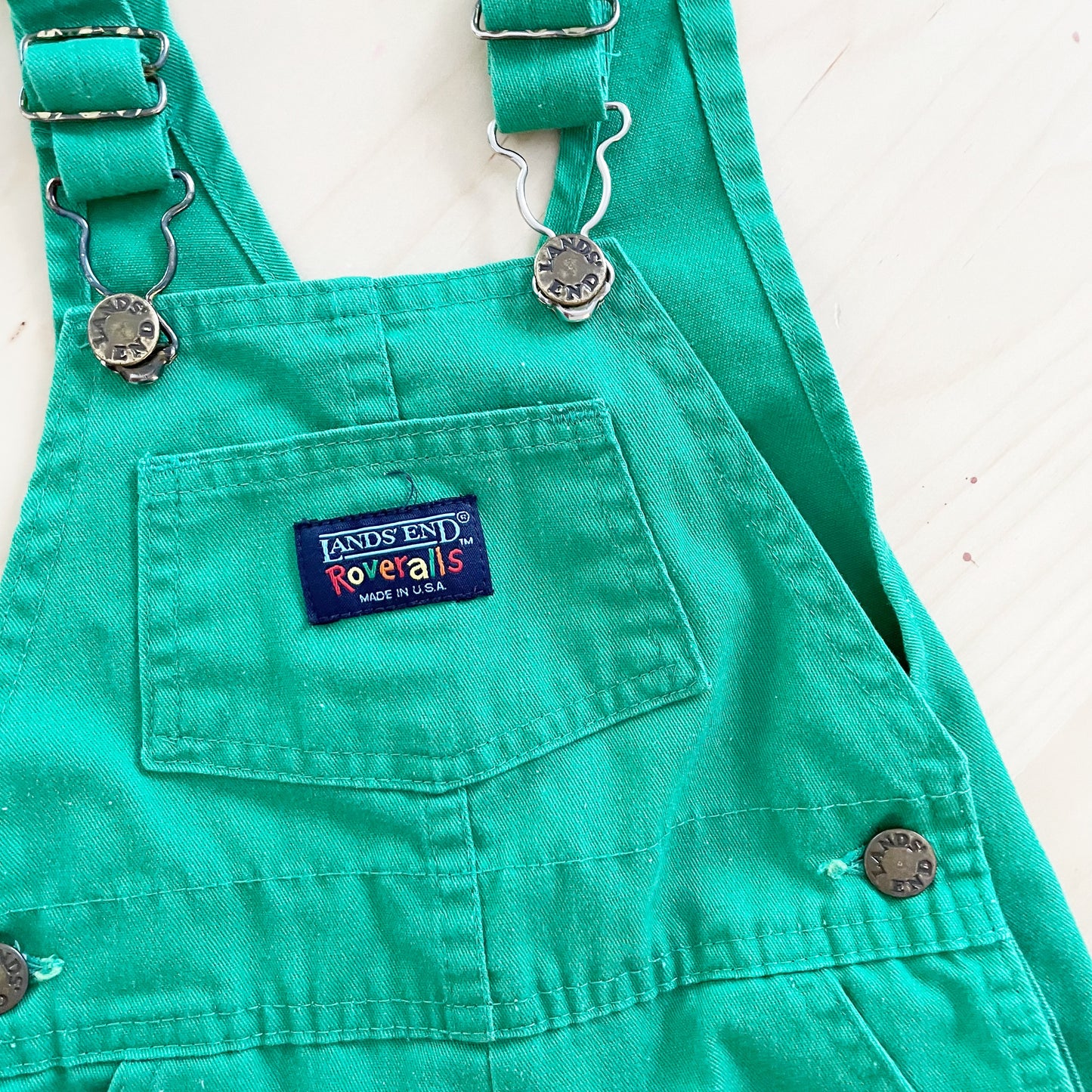 Lands’ End Green Overalls - Yellow Clover Vintage Kids Clothes