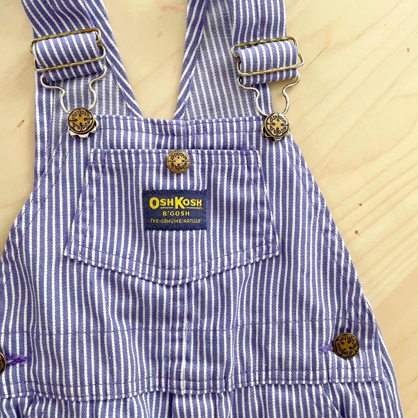 OshKosh Purple Engineer Stripe Overalls - Yellow Clover Vintage Kids Clothes
