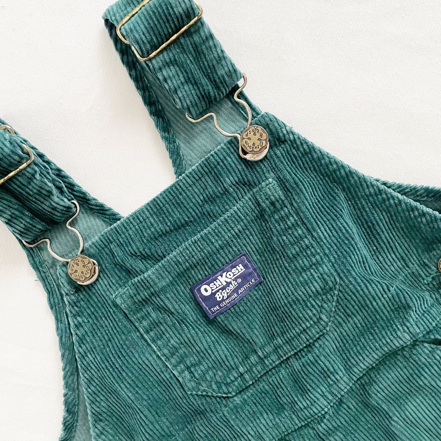 OshKosh Dark Green Chunky Cord Overalls - Yellow Clover Vintage Kids Clothes