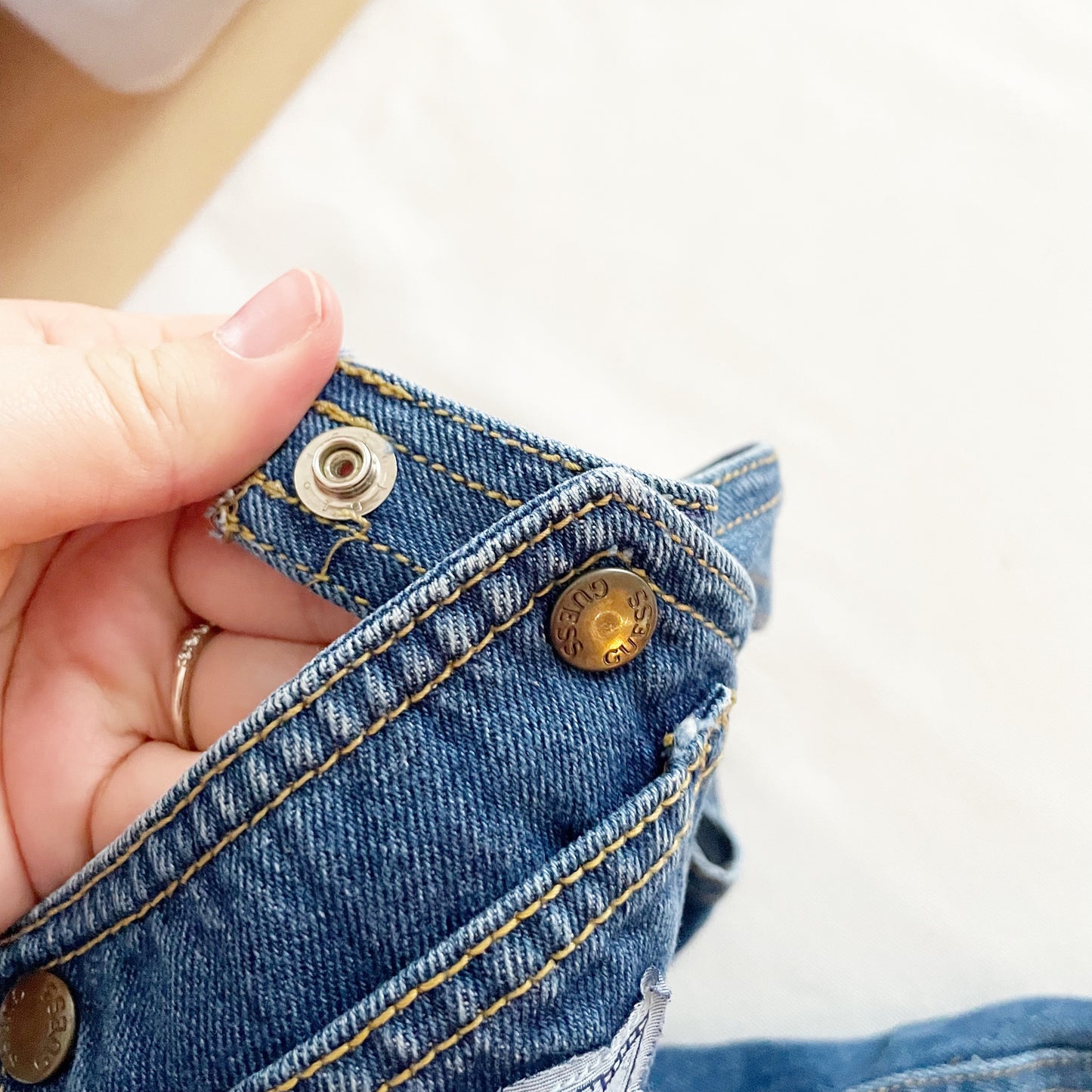Guess Logo Patch Overalls - Yellow Clover Vintage Kids Clothes