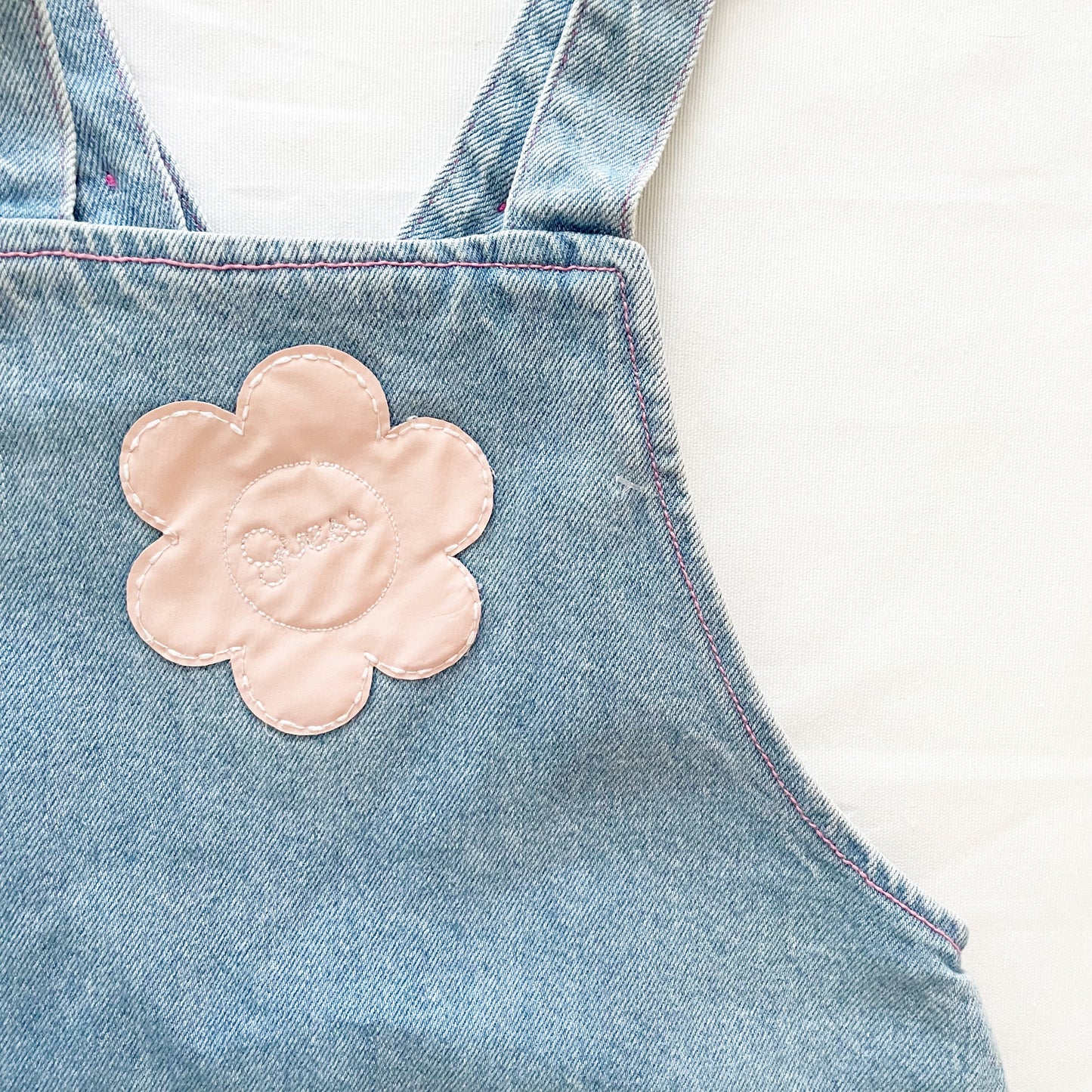 Guess Flower Appliqué Denim Dress - Yellow Clover Vintage Kids Clothes