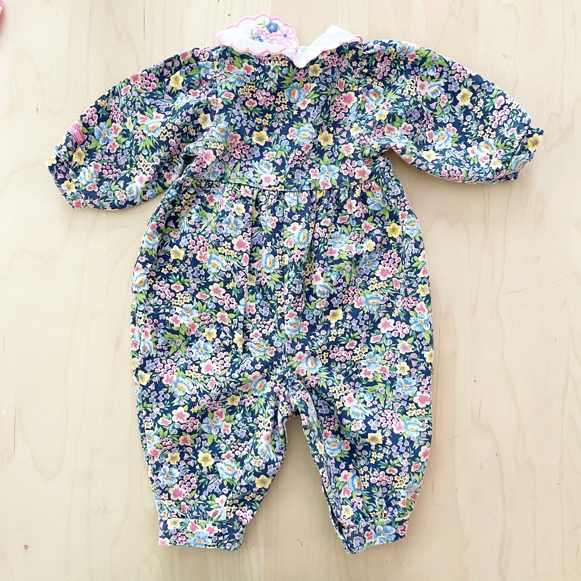 OshKosh Floral Collared Romper - Yellow Clover Vintage Kids Clothes