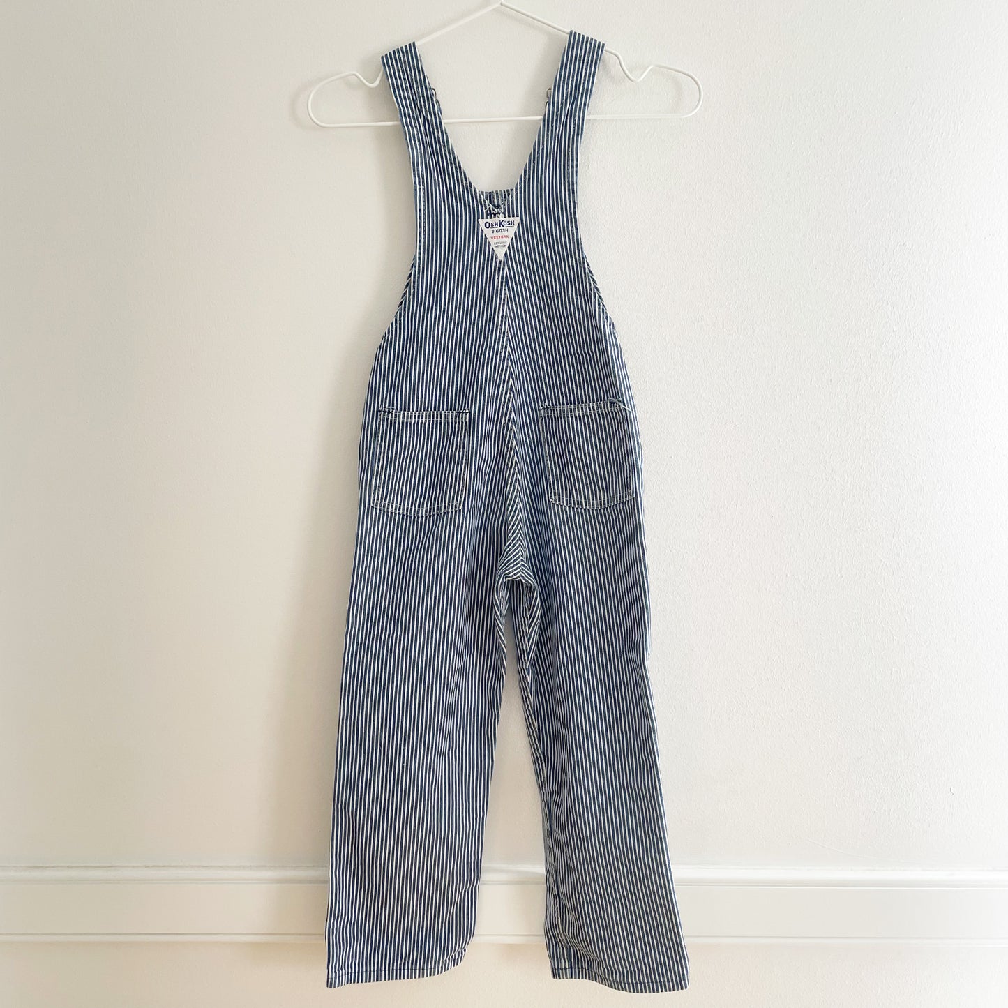 OshKosh Classic Hickory Stripe Overalls - Yellow Clover Vintage Kids Clothes