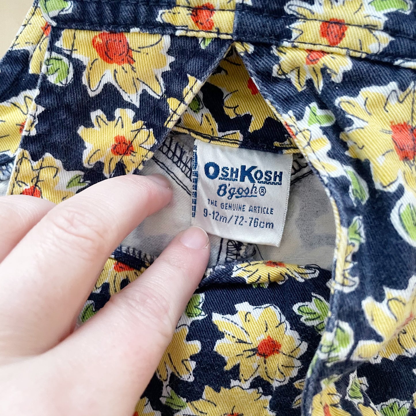 OshKosh Sunflower Baggy Shortalls - Yellow Clover Vintage Kids Clothes