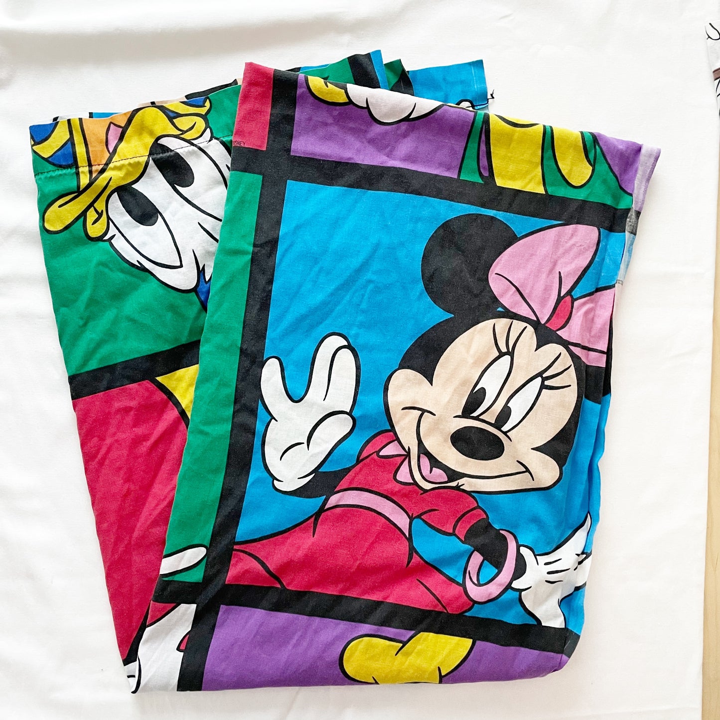 Disney Characters Bold Twin Flat Sheet - Yellow Clover Vintage Kids Clothes