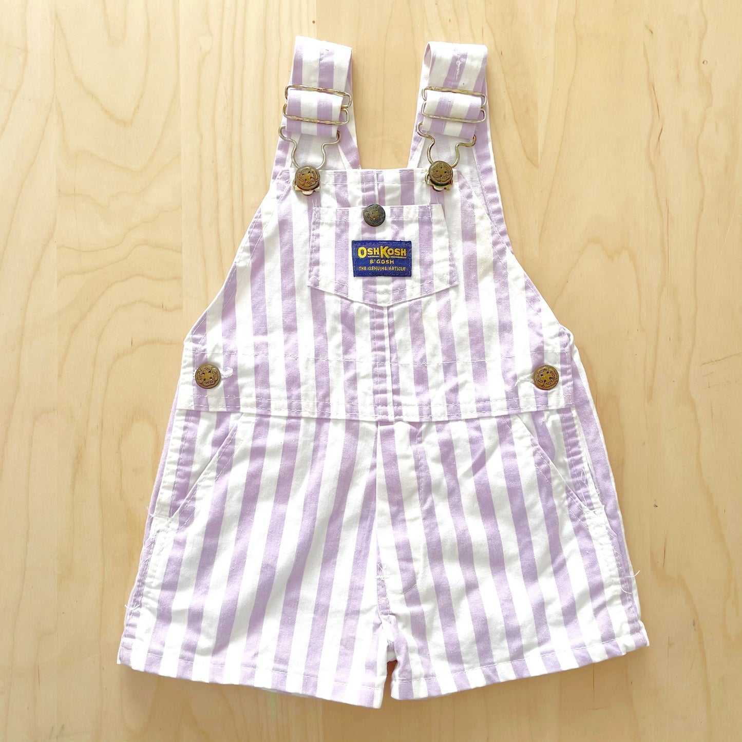 OshKosh Lavendar Stripe Shortalls - Yellow Clover Vintage Kids Clothes
