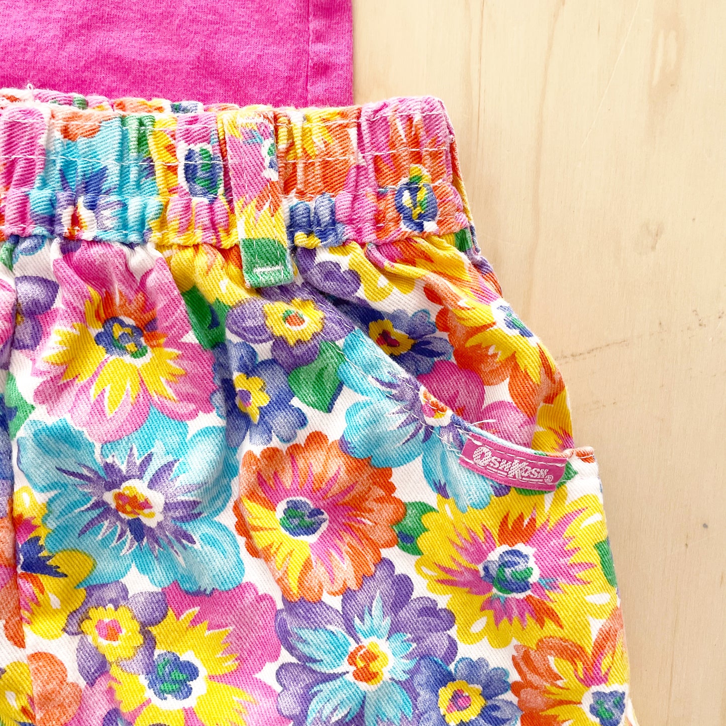 OshKosh Bright Floral Outfit - Yellow Clover Vintage Kids Clothes