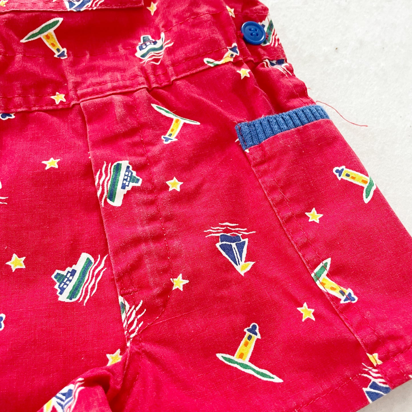OshKosh Sailboat Shortalls - Yellow Clover Vintage Kids Clothes