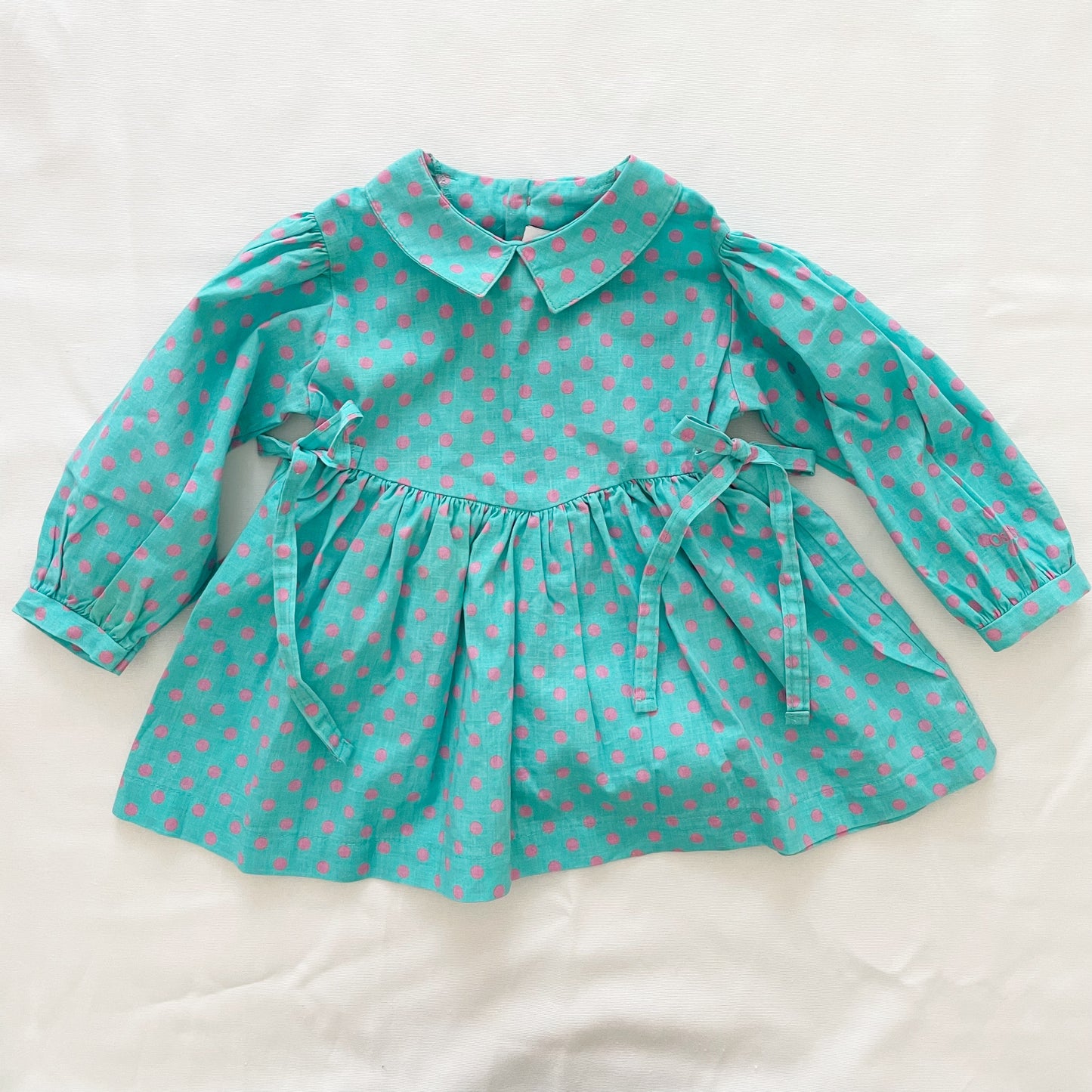 Vintage OshKosh Turquoise Polka Dot Baby Dress