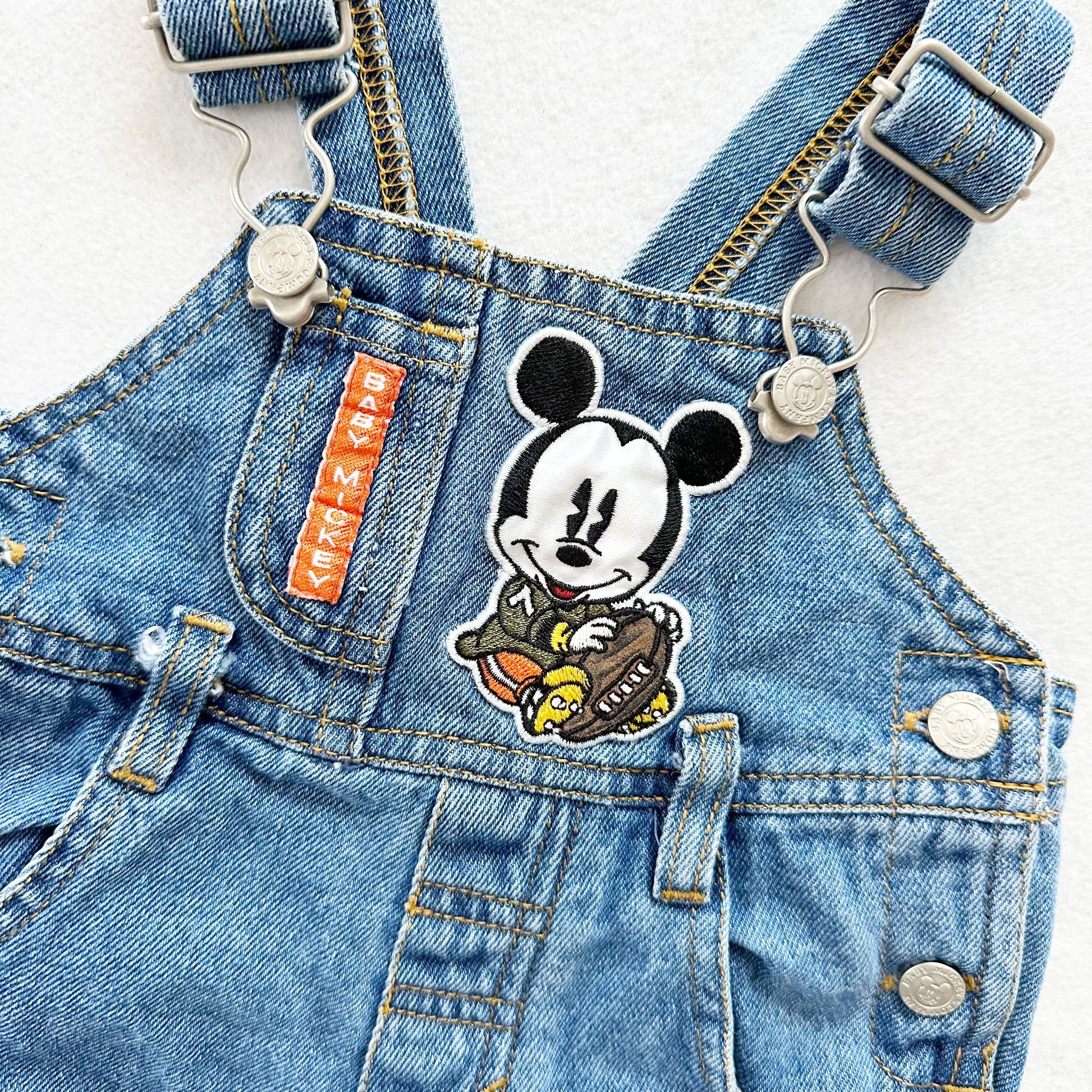 Baby Mickey Football Overalls - Yellow Clover Vintage Kids Clothes