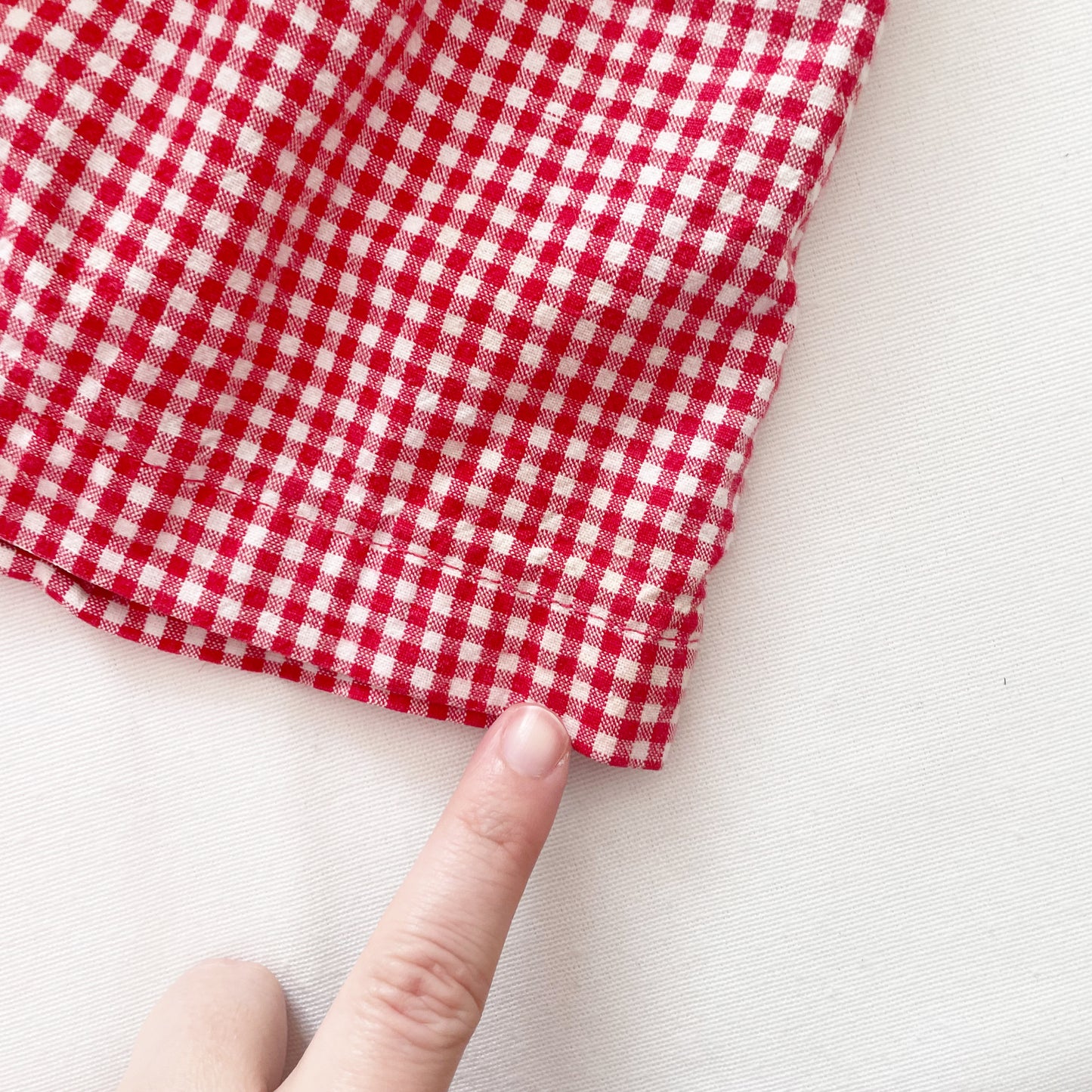 OshKosh Red Gingham Pinafore Dress - Yellow Clover Vintage Kids Clothes