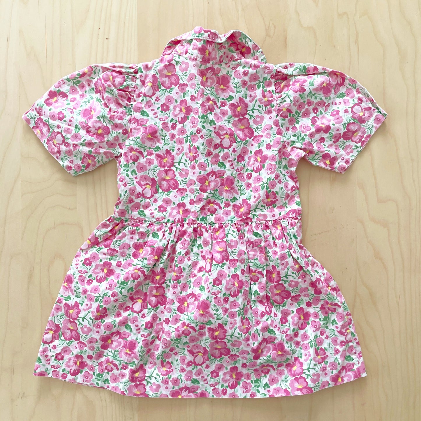 OshKosh Pink Floral Button Front Dress - Yellow Clover Vintage Kids Clothes