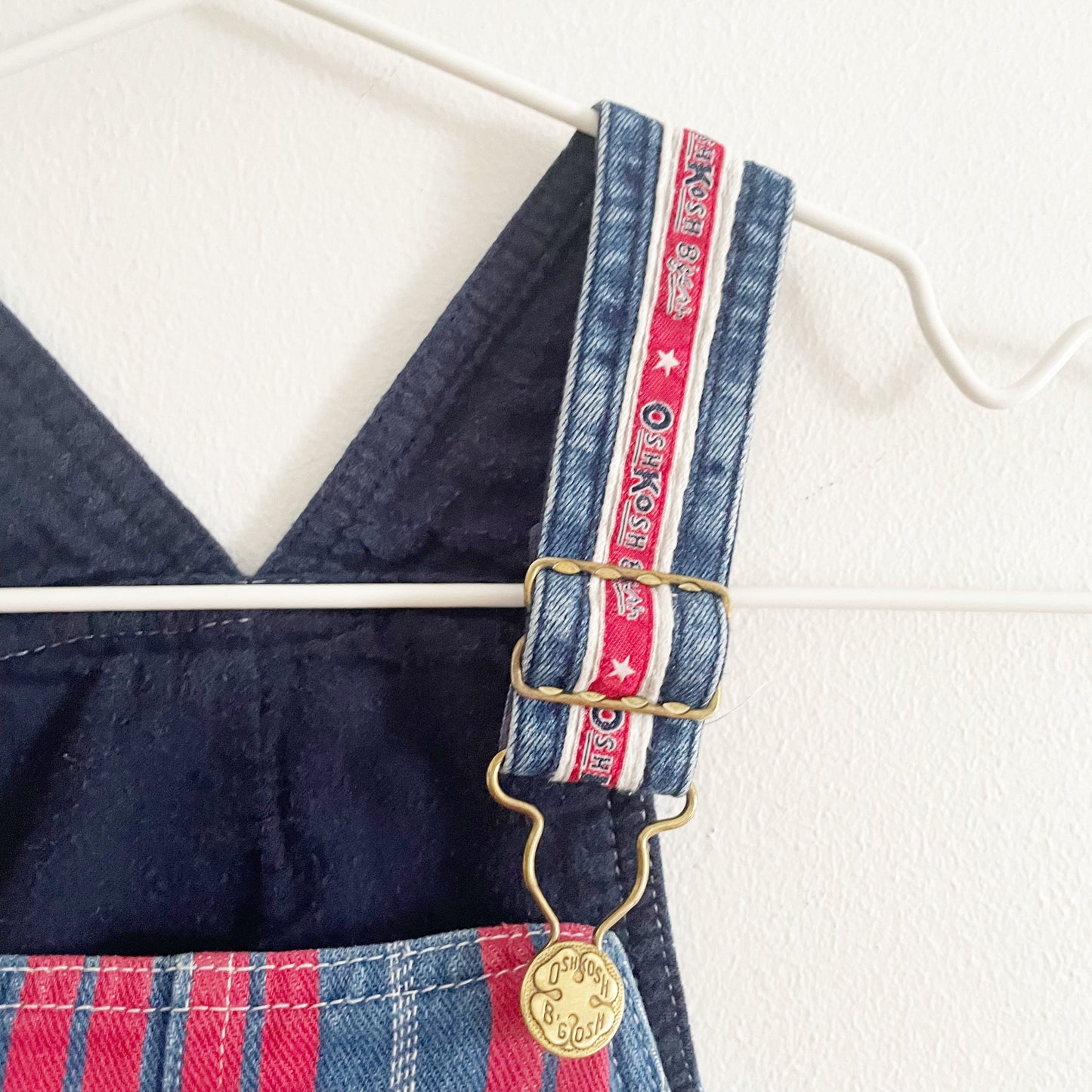 OshKosh Striped Lined Denim Overalls - Yellow Clover Vintage Kids Clothes