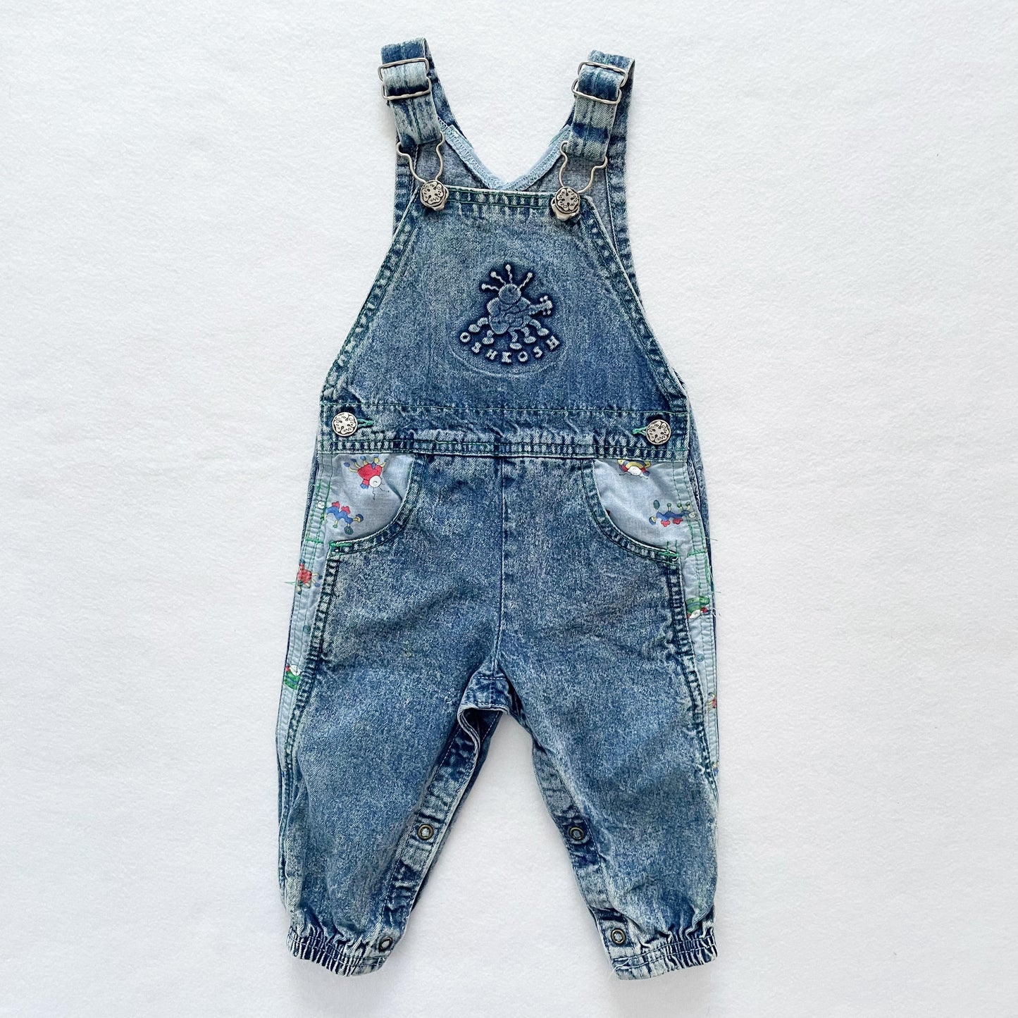OshKosh Acid Wash Bug Overalls - Yellow Clover Vintage Kids Clothes