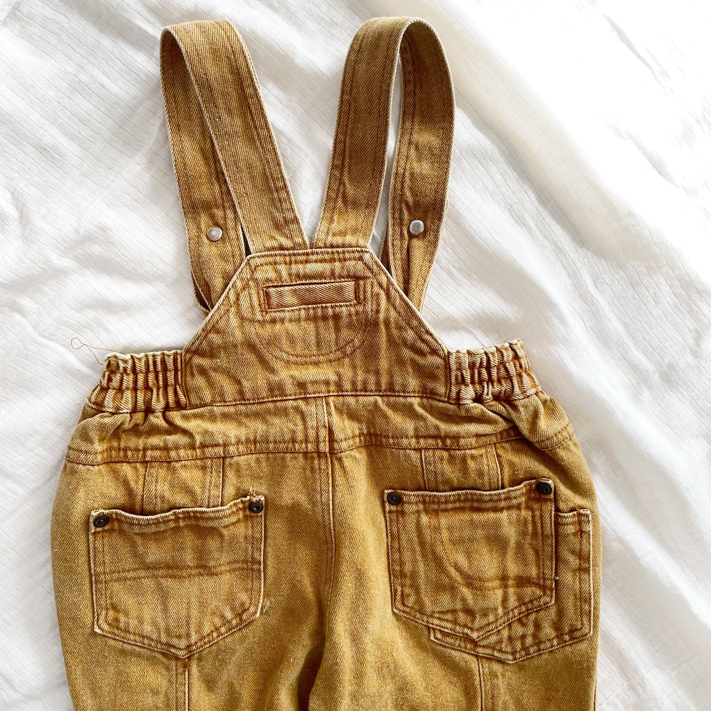 Tan Elastic Cuff Suspender Pants - Yellow Clover Vintage Kids Clothes