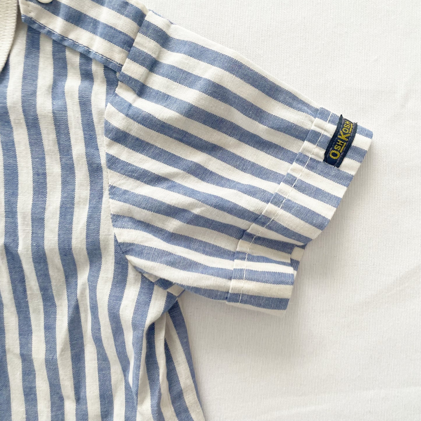 OshKosh Blue Stripe Button Up Shirt - Yellow Clover Vintage Kids Clothes