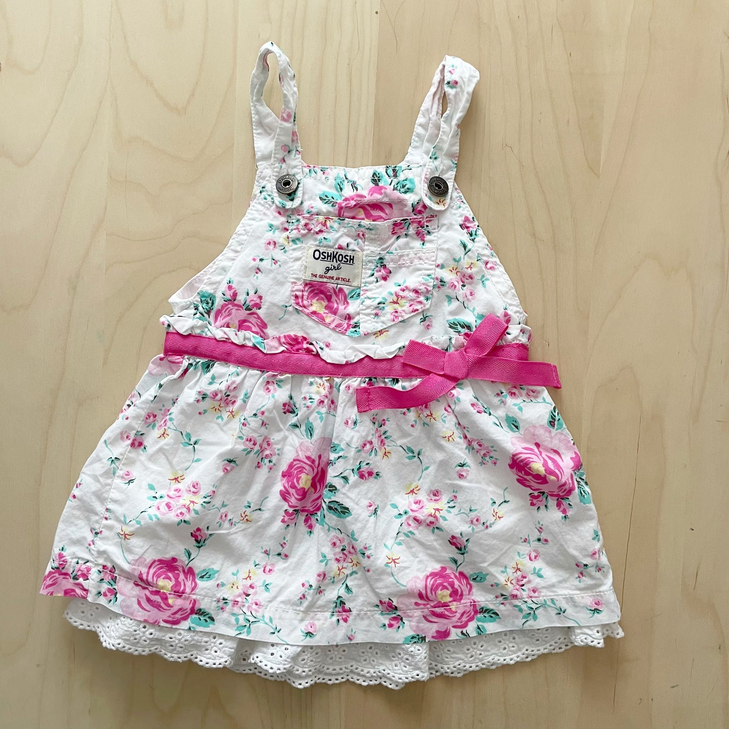 OshKosh Rose Floral Eyelet Skirtall - Yellow Clover Vintage Kids Clothes