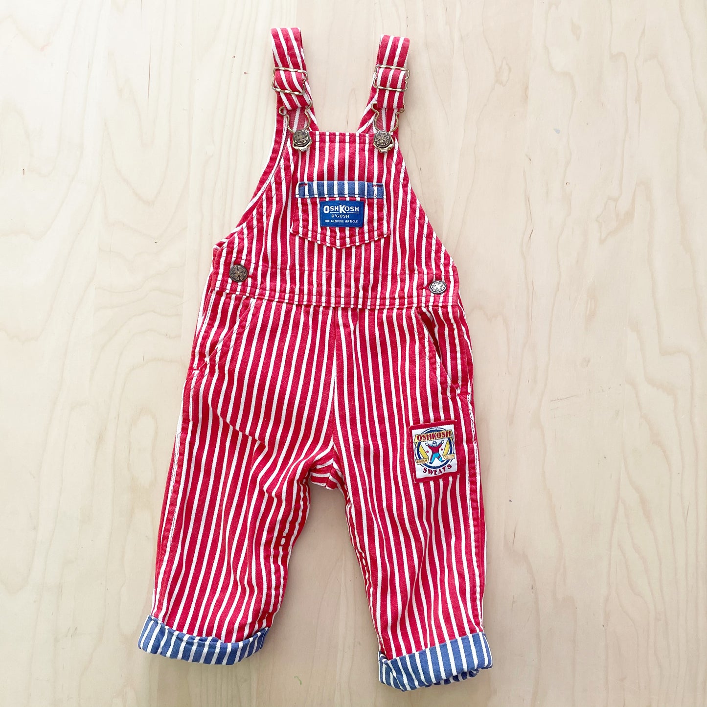 OshKosh Sweats Striped Patch Overalls - Yellow Clover Vintage Kids Clothes