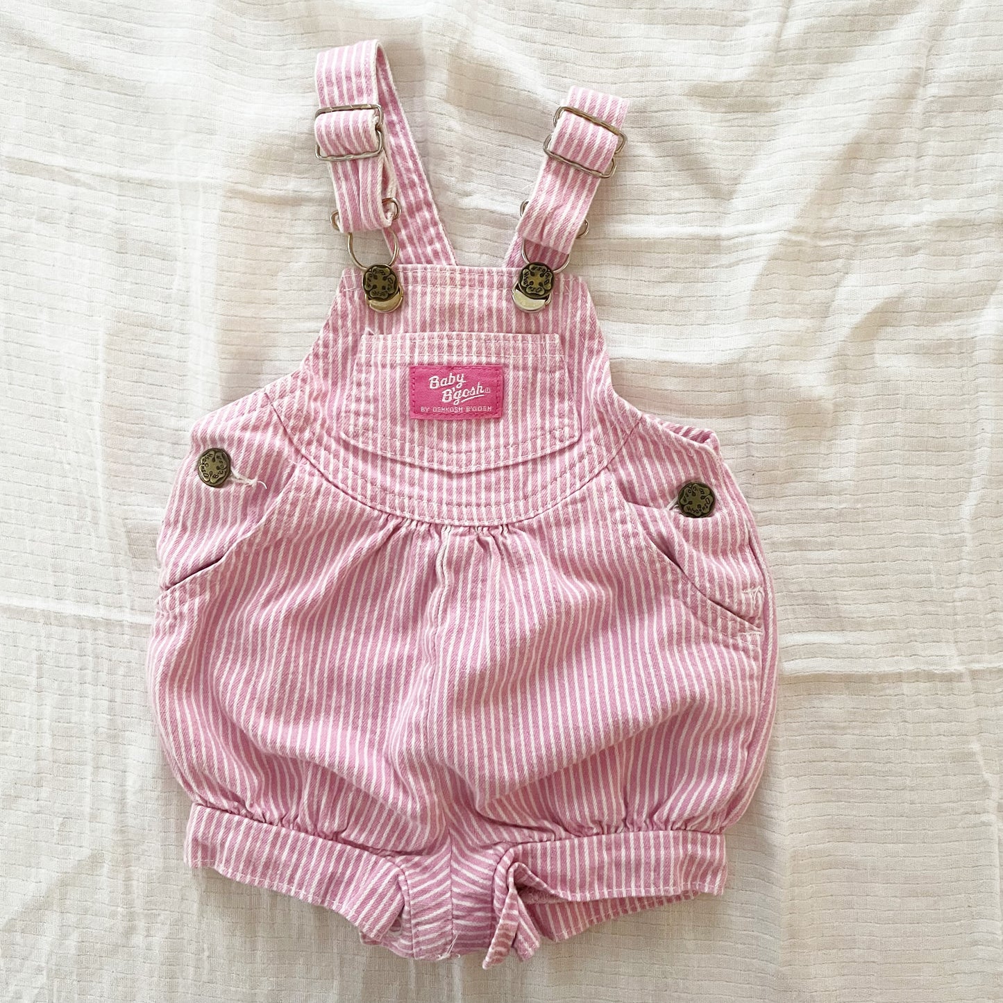 Baby B’gosh Pink Hickory Buckle Bubble Romper - Yellow Clover Vintage Kids Clothes