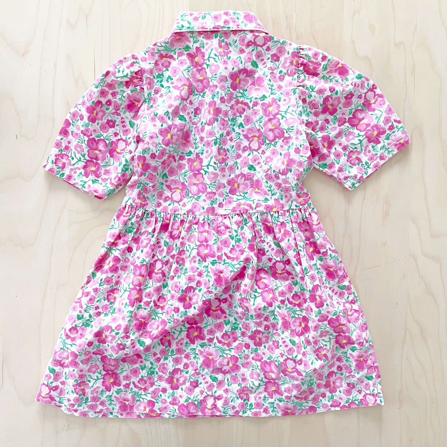 OshKosh Pink Floral Button Front Dress - Yellow Clover Vintage Kids Clothes