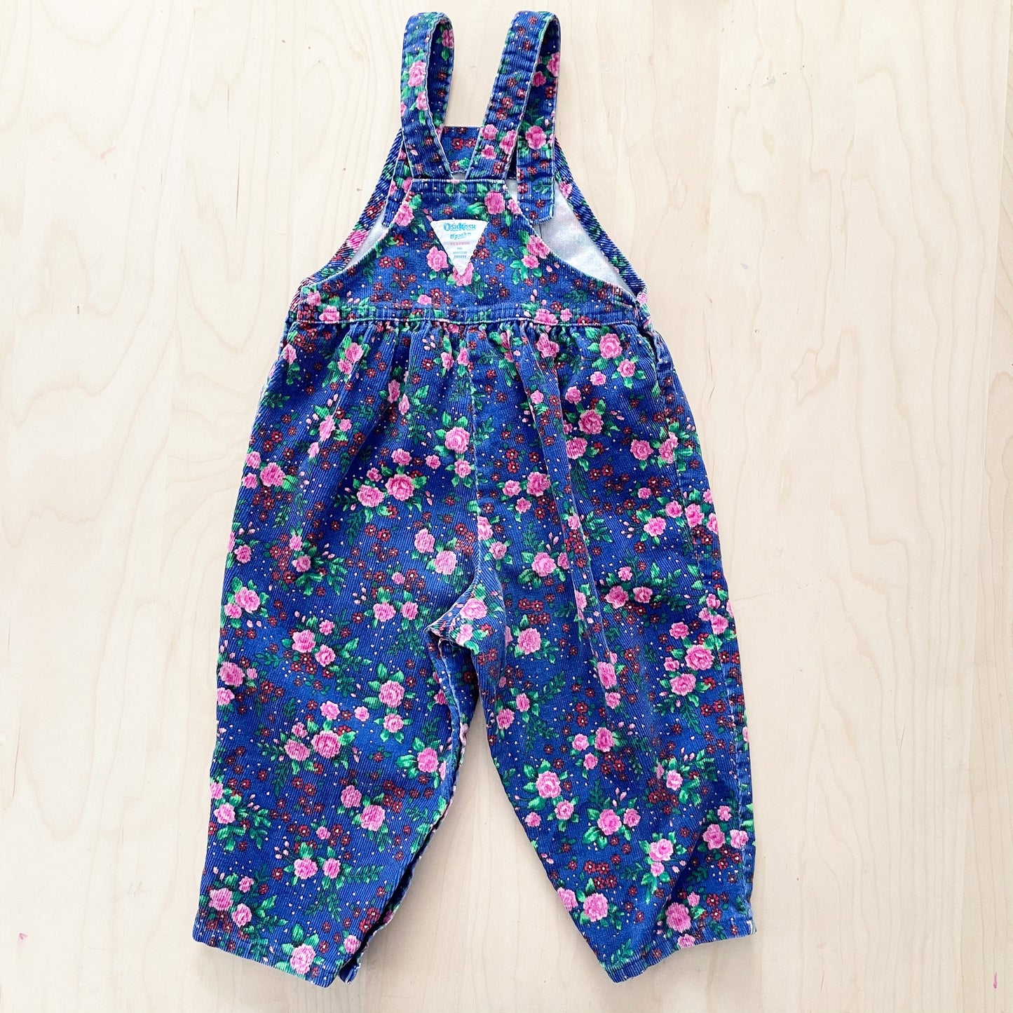 OshKosh Blue Floral Cord Overalls - Yellow Clover Vintage Kids Clothes