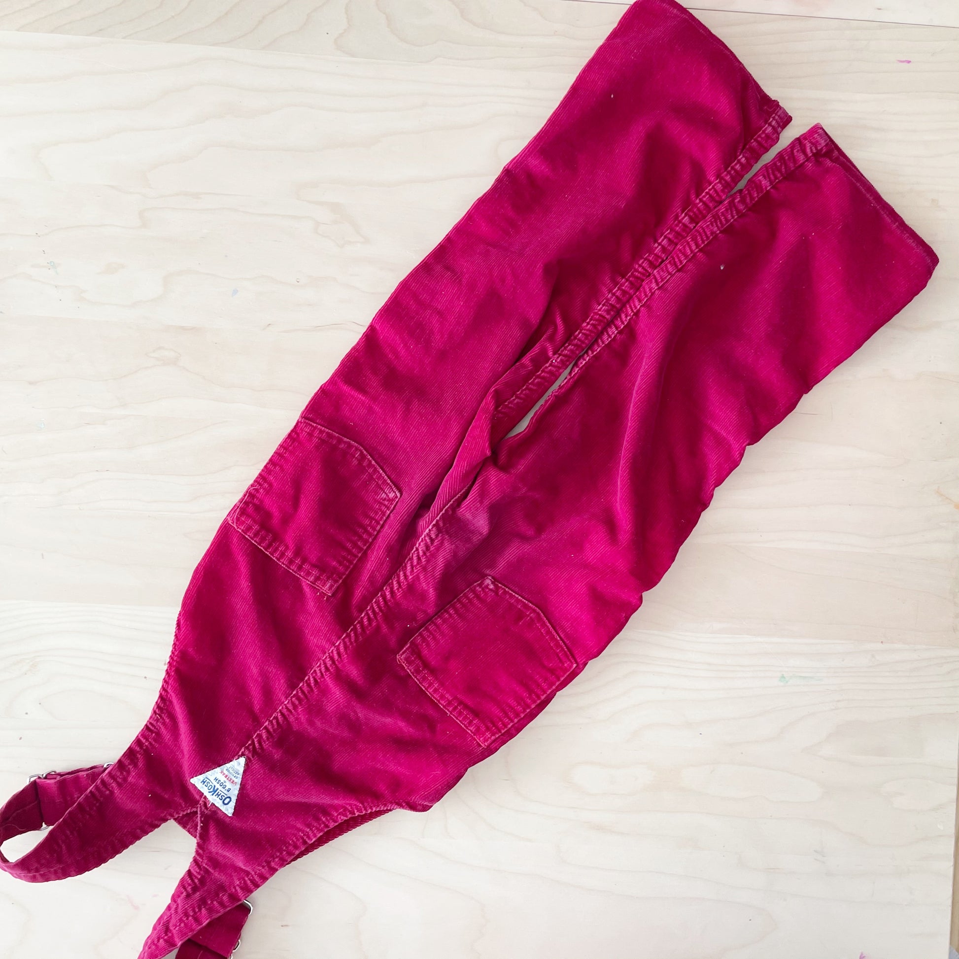 OshKosh Dark Red Fine Cord Overalls - Yellow Clover Vintage Kids Clothes
