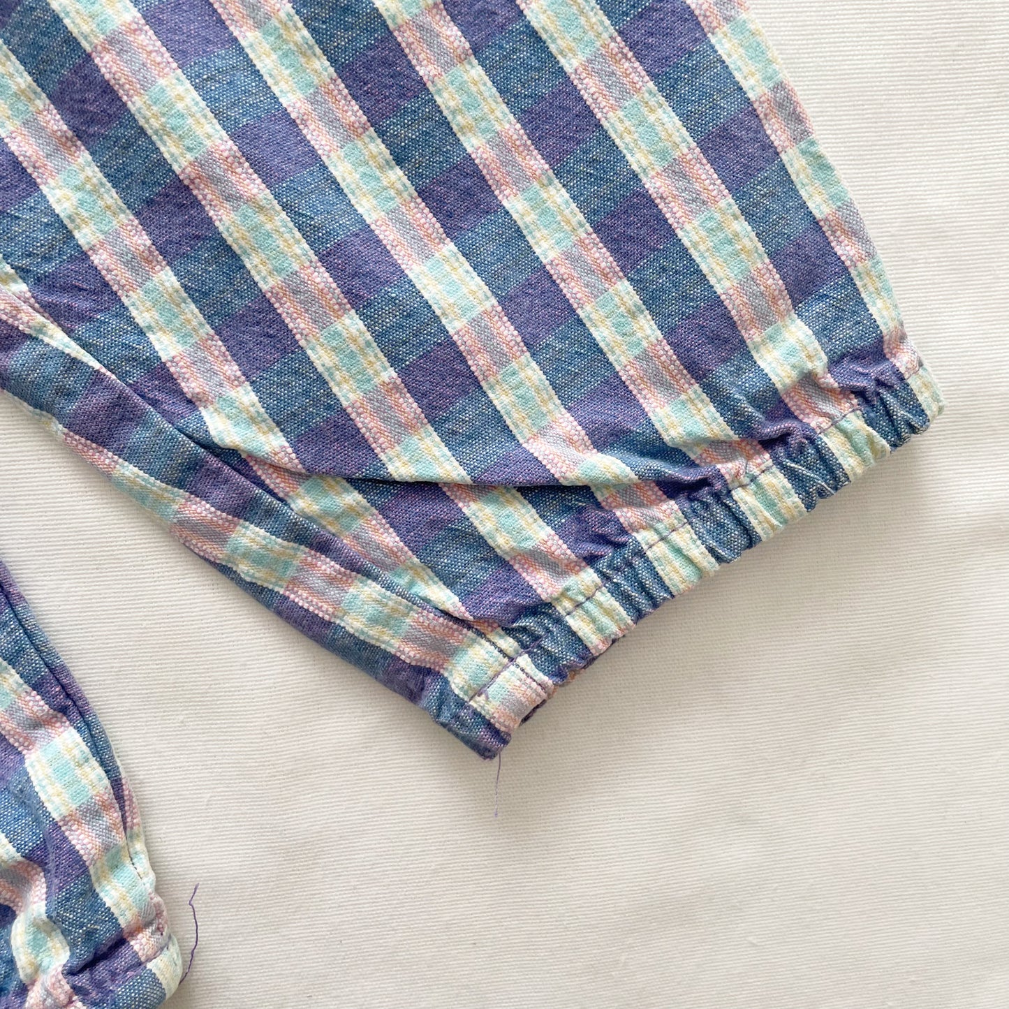OshKosh Purple Blue Plaid Overalls - Yellow Clover Vintage Kids Clothes