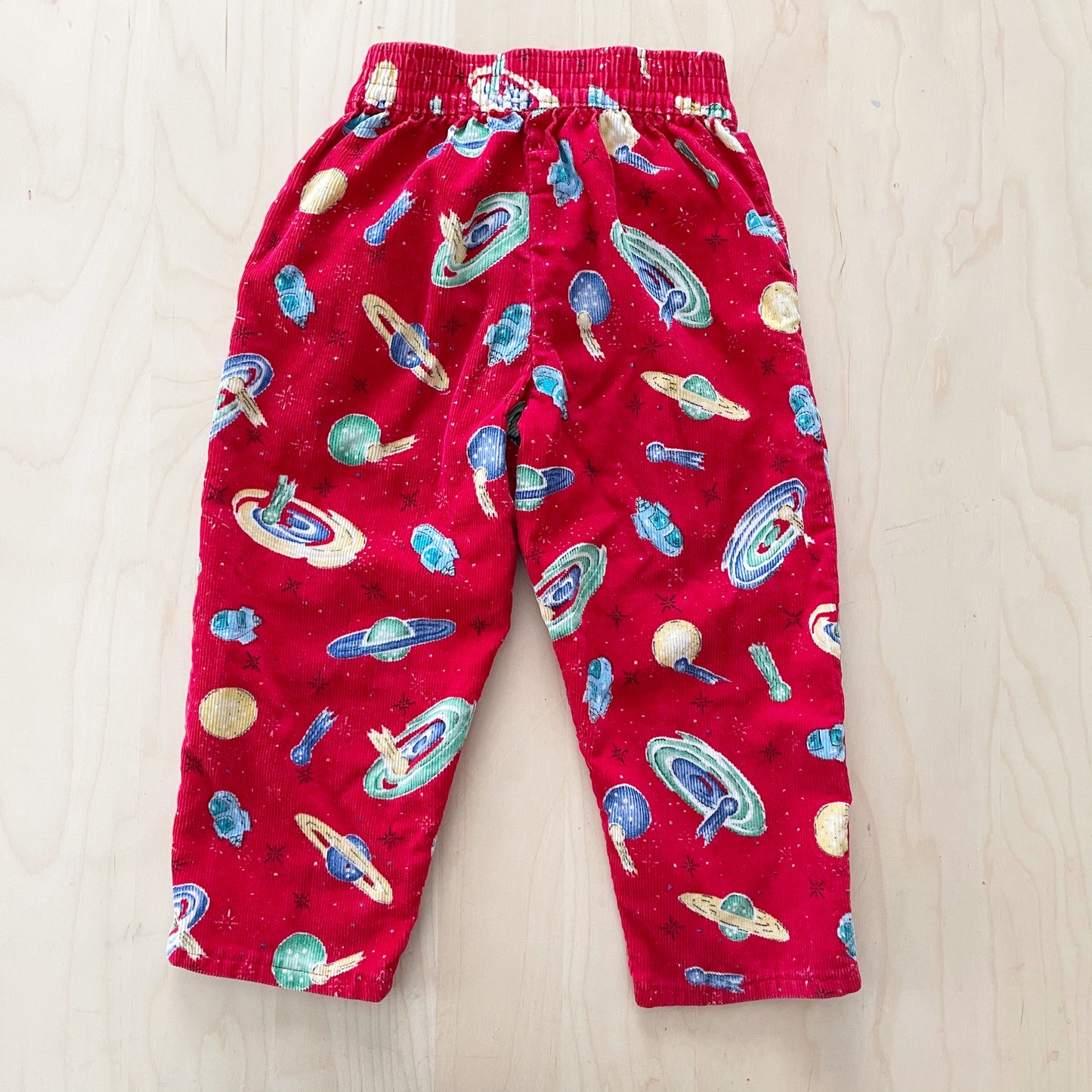 OshKosh Planets Cord Pull On Pants - Yellow Clover Vintage Kids Clothes