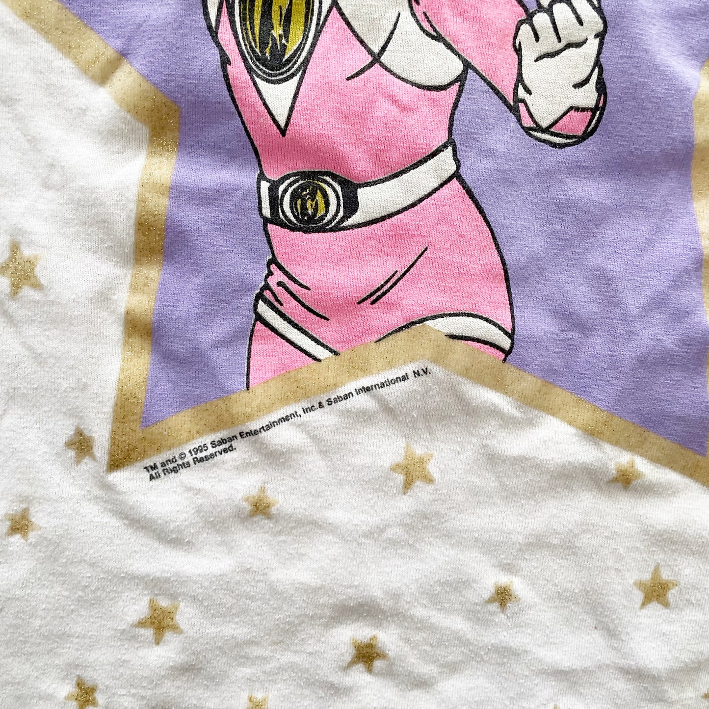 Power Rangers Kimberly Glitter Star Tee - Yellow Clover Vintage Kids Clothes
