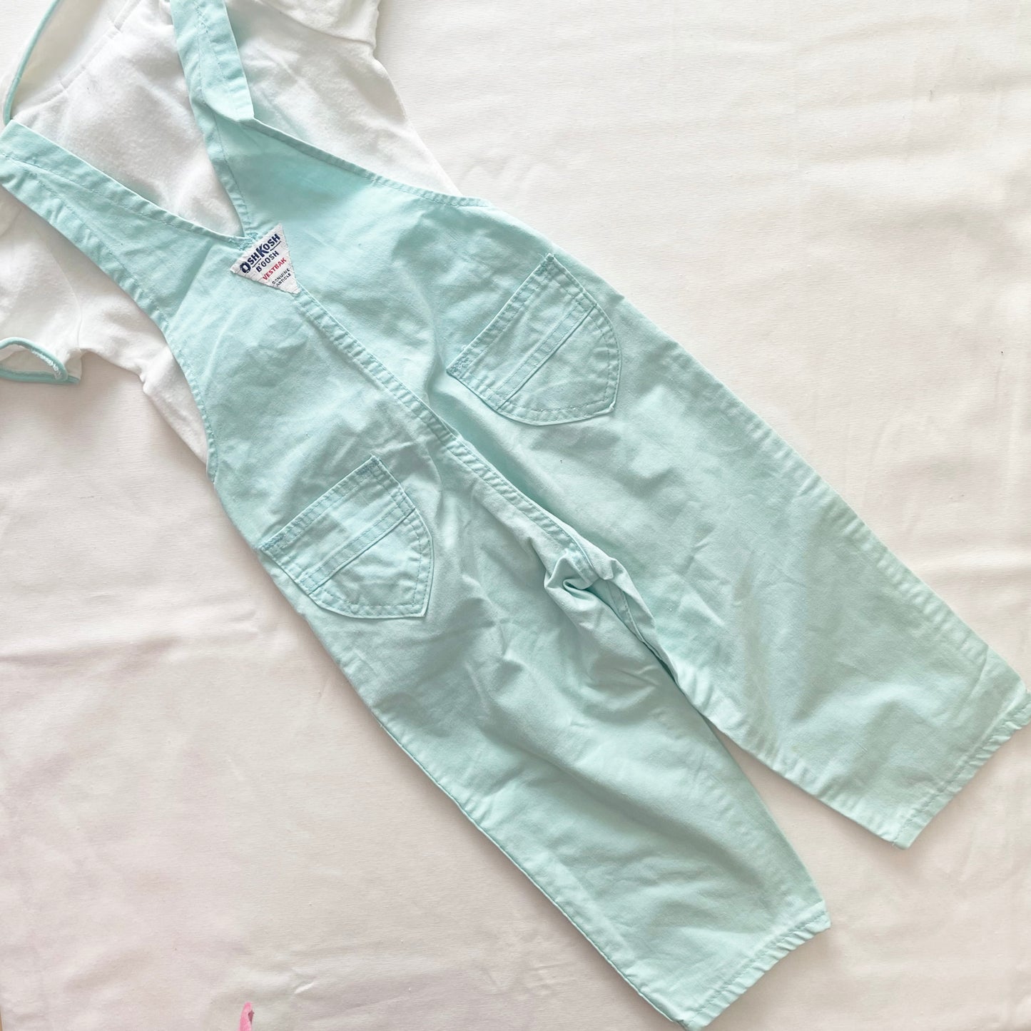 OshKosh Mint Blue Classic Cut Overalls Set