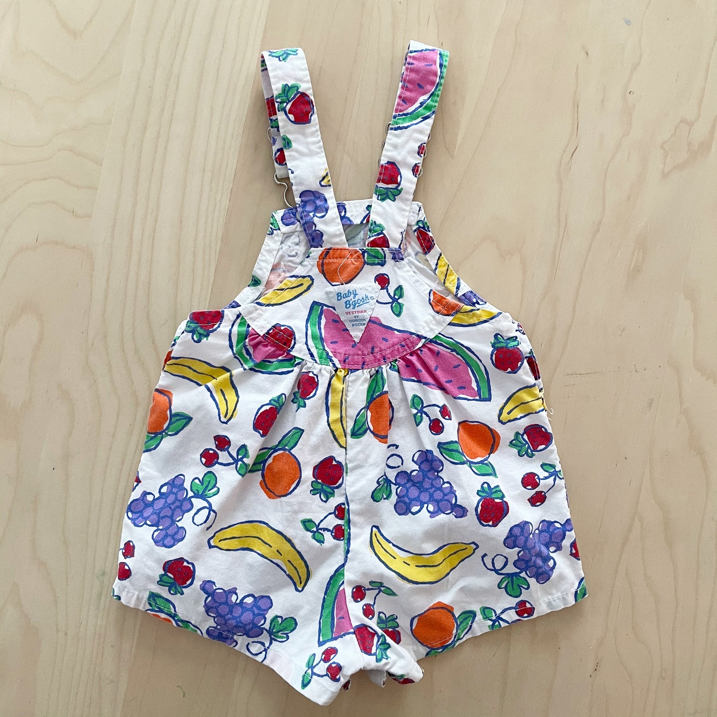 Baby B’gosh Fruit Print Shortalls - Yellow Clover Vintage Kids Clothes