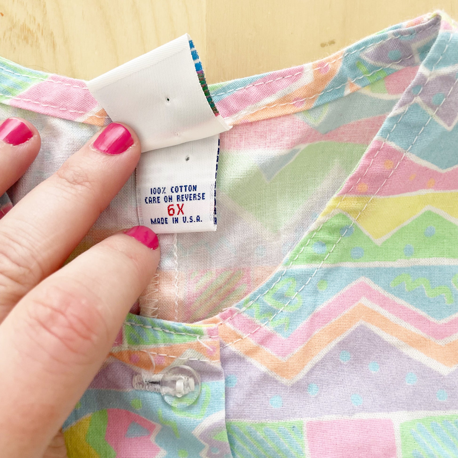 OshKosh Pastel Geo Fish Romper - Yellow Clover Vintage Kids Clothes