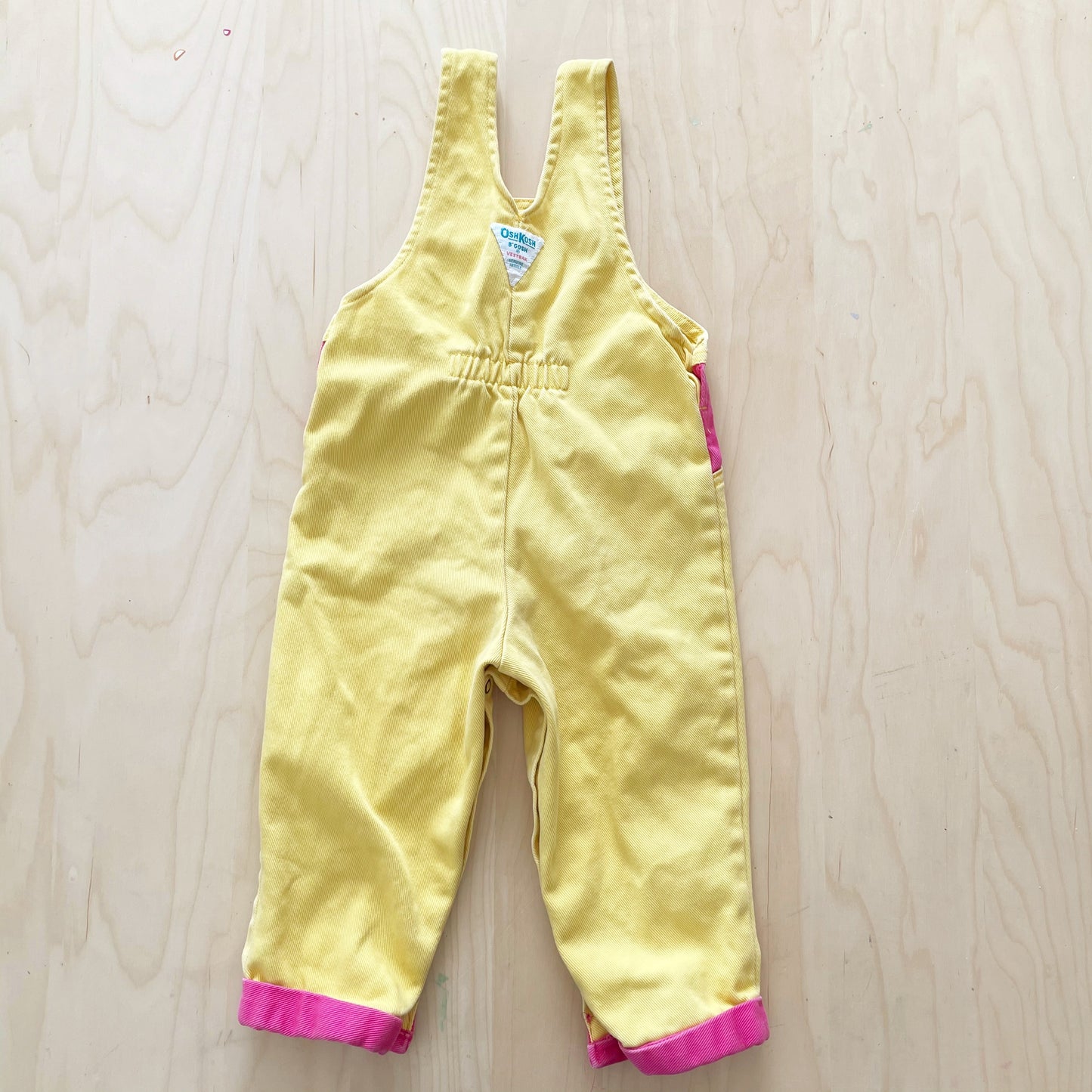 OshKosh Yellow and Pink Overalls - Yellow Clover Vintage Kids Clothes