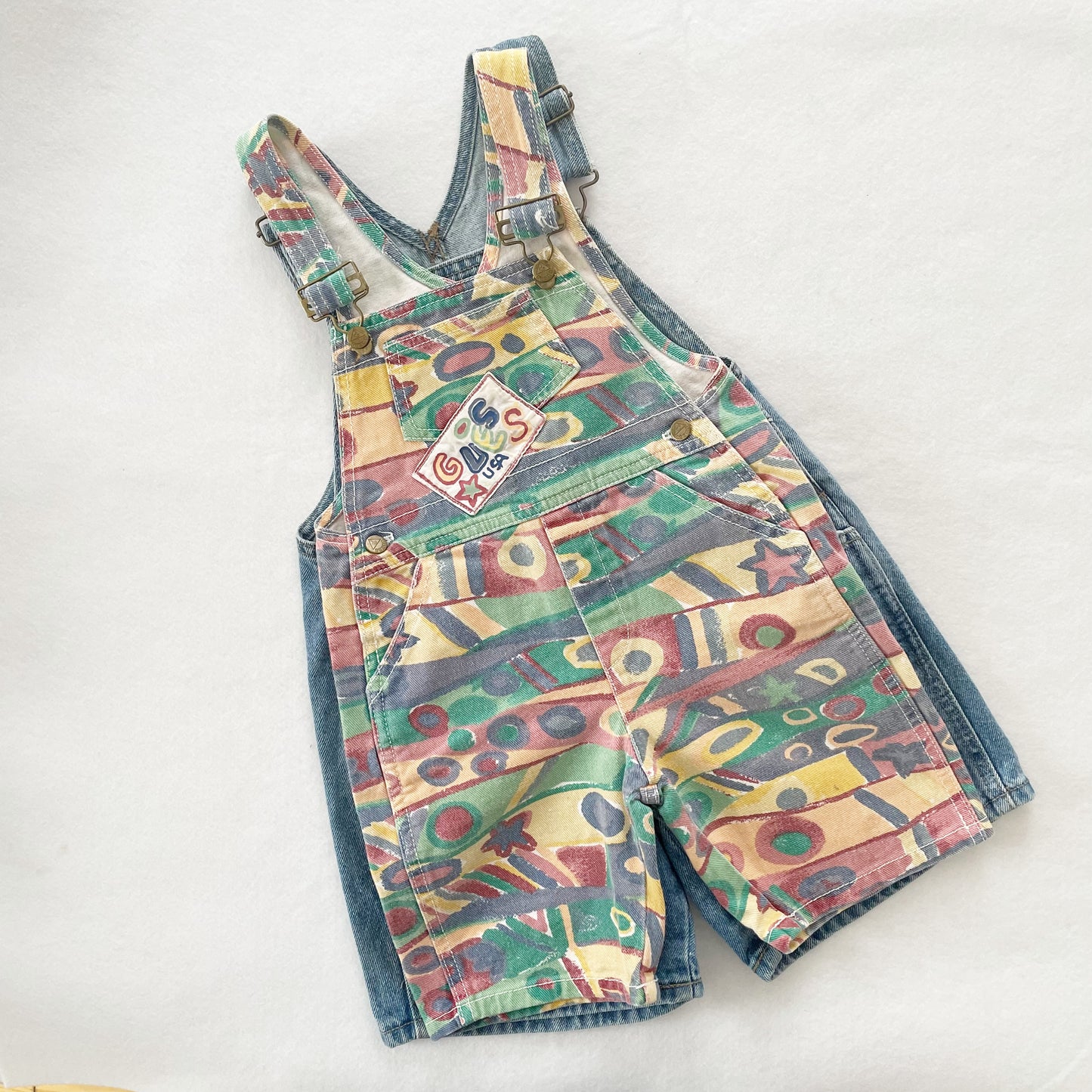 Guess Patterned Shortalls • 3y (?) - Yellow Clover Vintage Kids Clothes