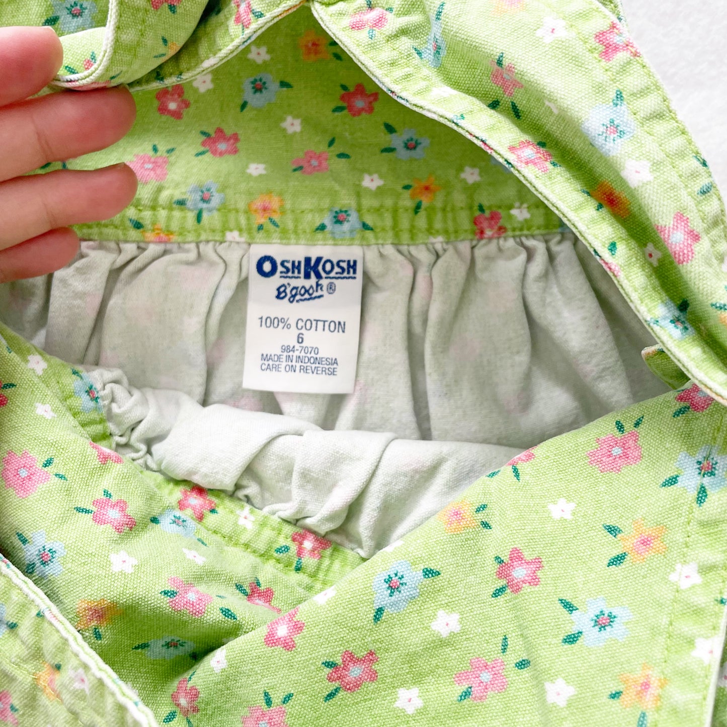OshKosh Green Floral Skirtall - Yellow Clover Vintage Kids Clothes
