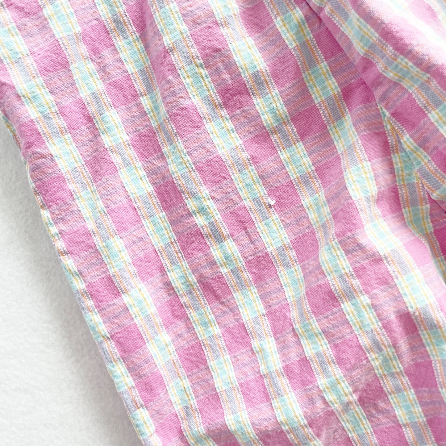 OshKosh Pink Textured Plaid Overalls - Yellow Clover Vintage Kids Clothes