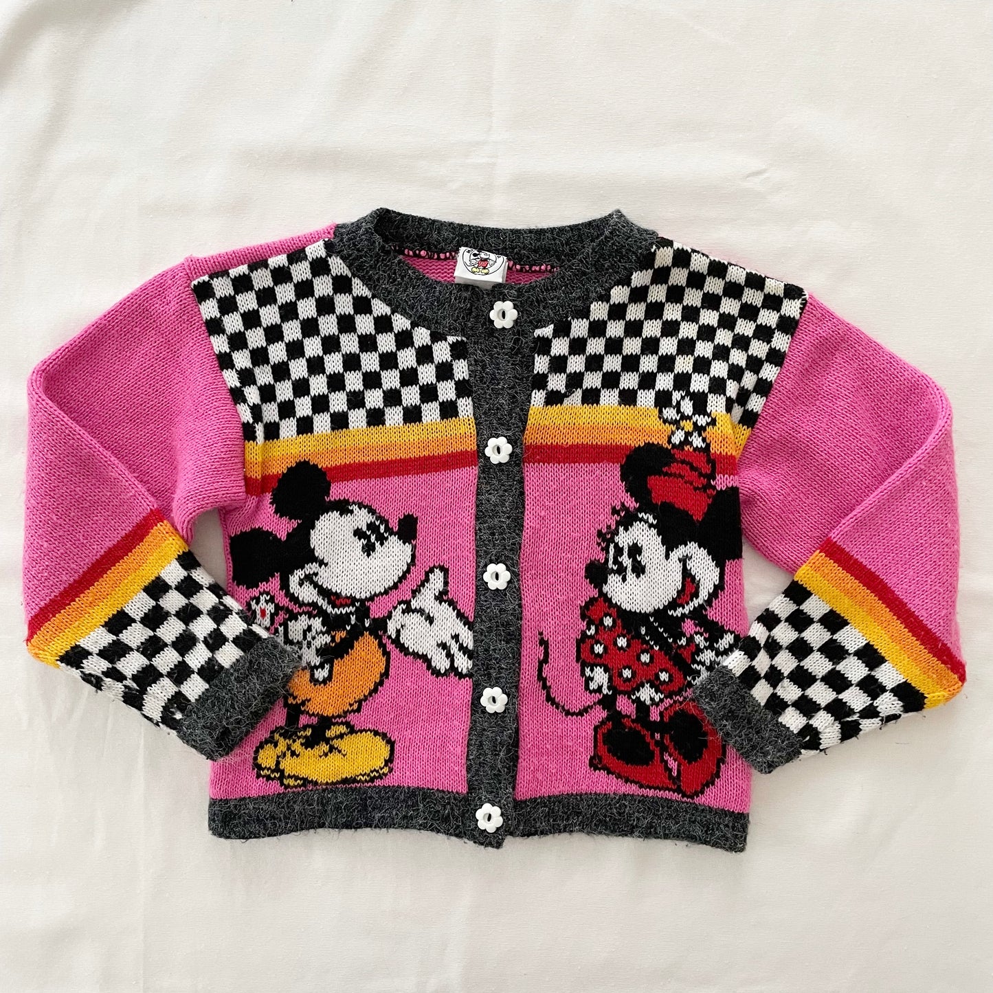 Mickey & Co. Mikey and Minnie Cardigan Sweater - Yellow Clover Vintage Kids Clothes