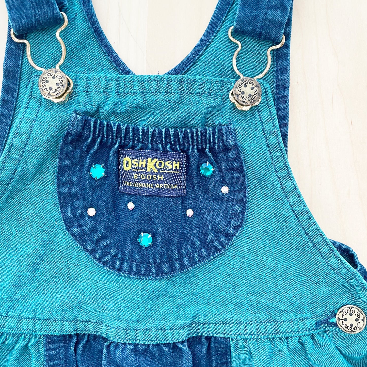 OshKosh Teal Wash Pocket Skirtall - Yellow Clover Vintage Kids Clothes