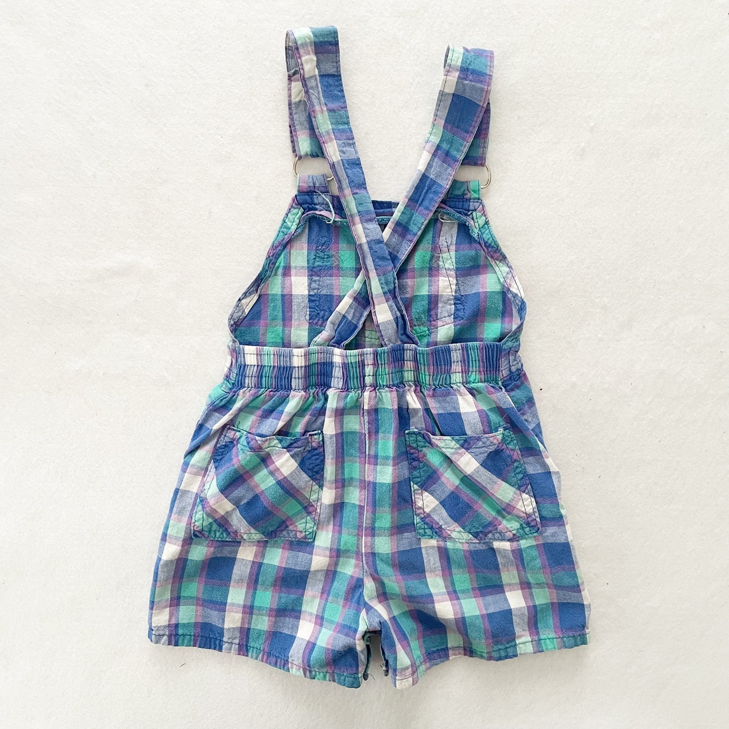 OshKosh Plaid Shortalls - Yellow Clover Vintage Kids Clothes