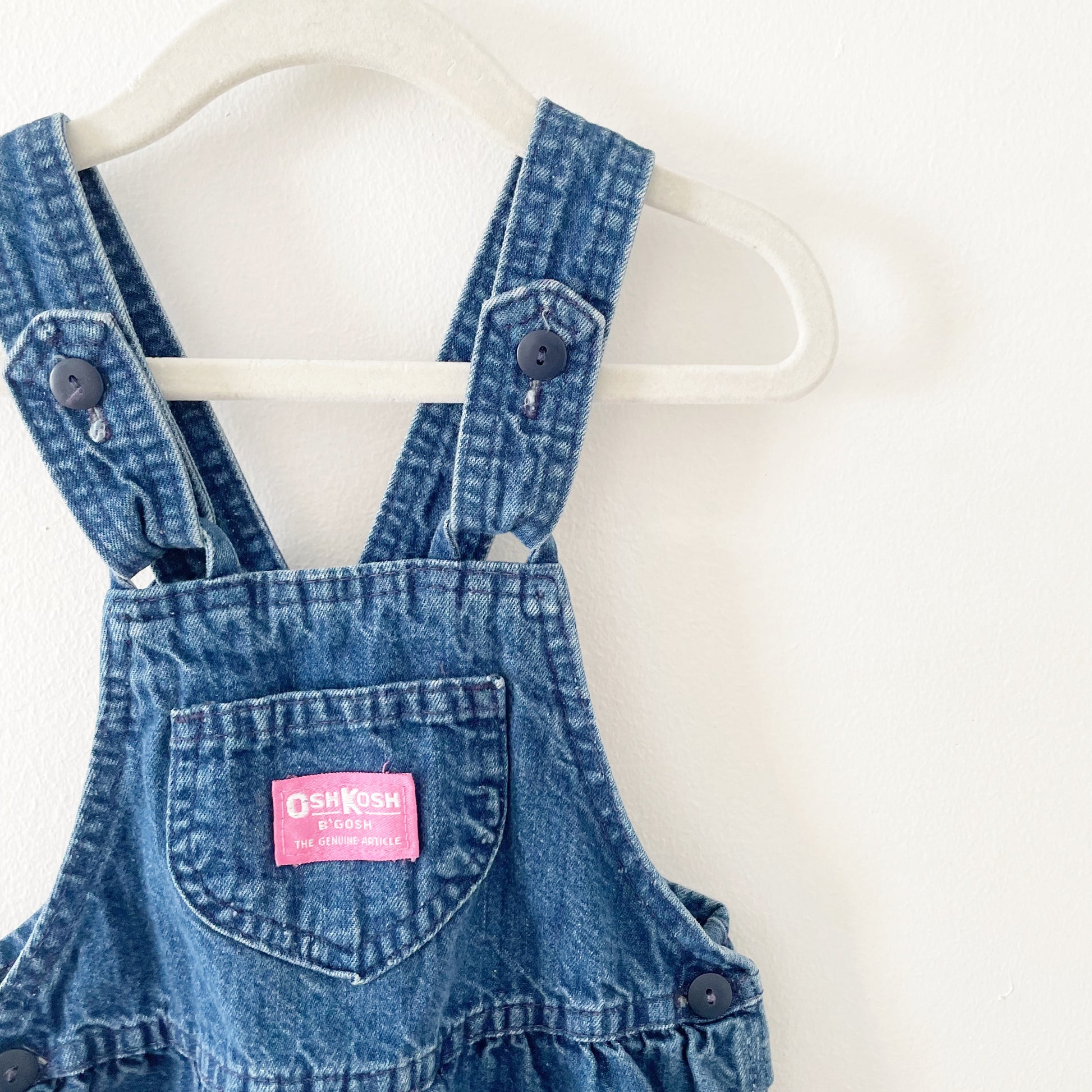 OshKosh Pink Label Bow Back Overalls - Yellow Clover Vintage Kids Clothes
