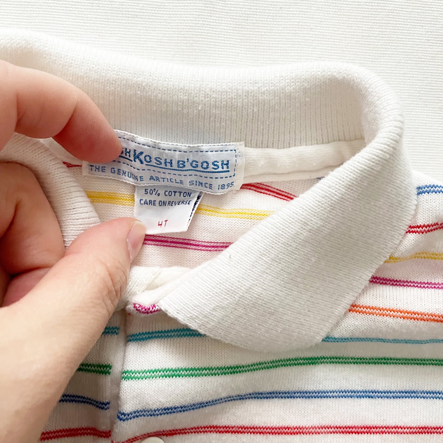 OshKosh Rainbow Stripe Polo - Yellow Clover Vintage Kids Clothes