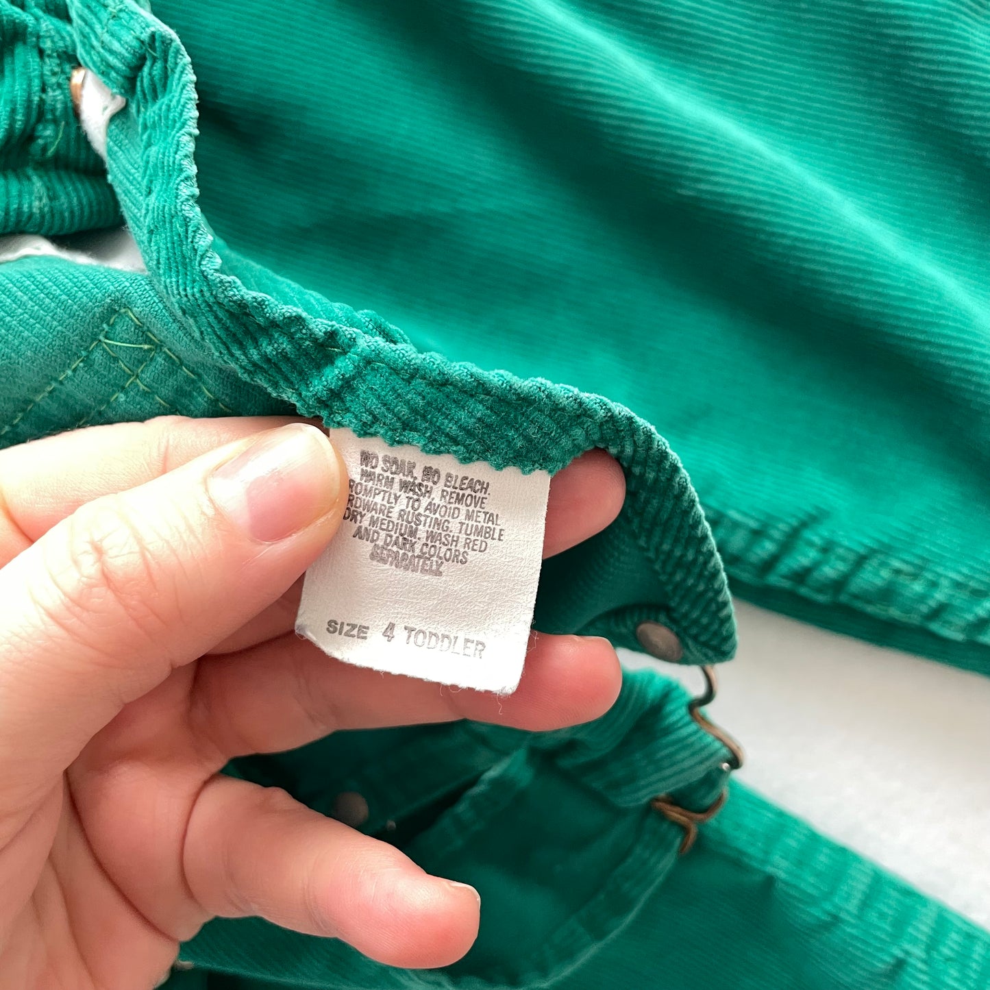OshKosh Emerald Green Cord Overalls - Yellow Clover Vintage Kids Clothes