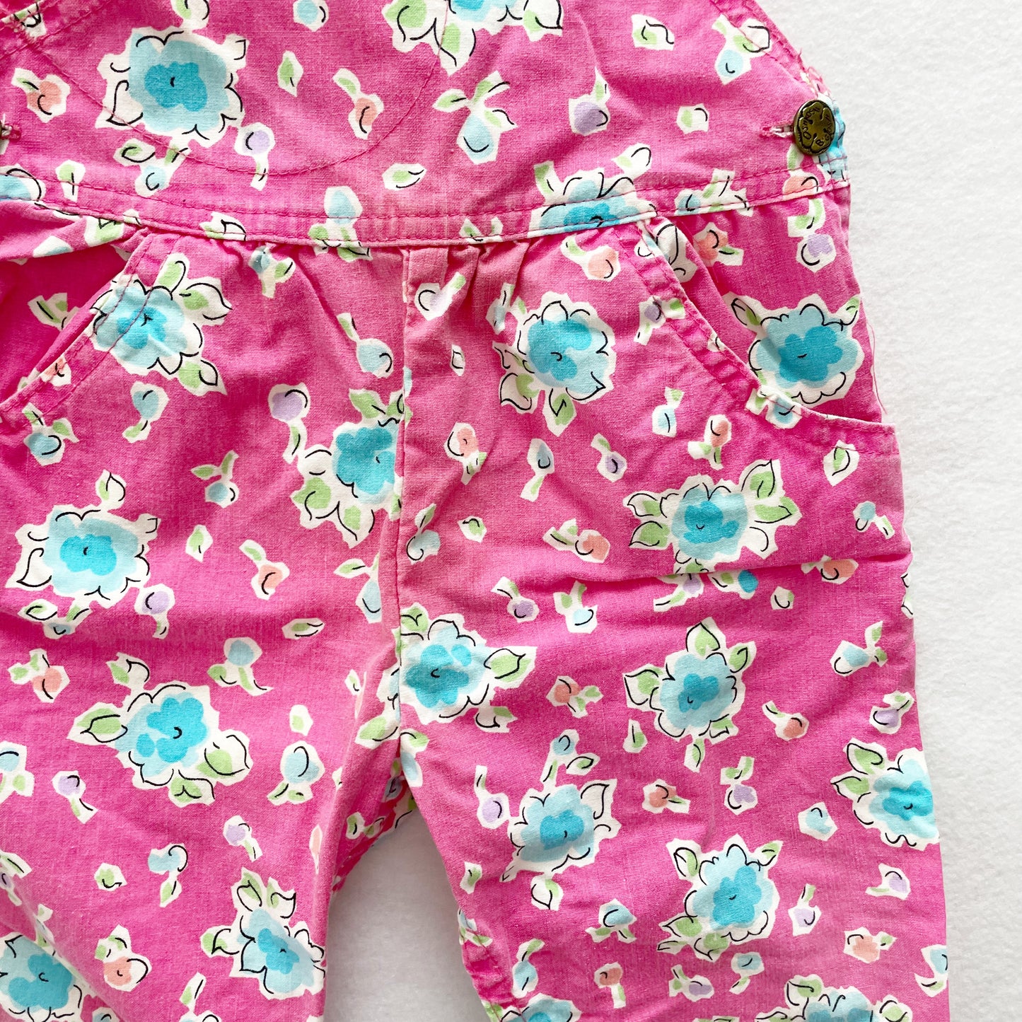 OshKosh Pink Floral Overalls - Yellow Clover Vintage Kids Clothes