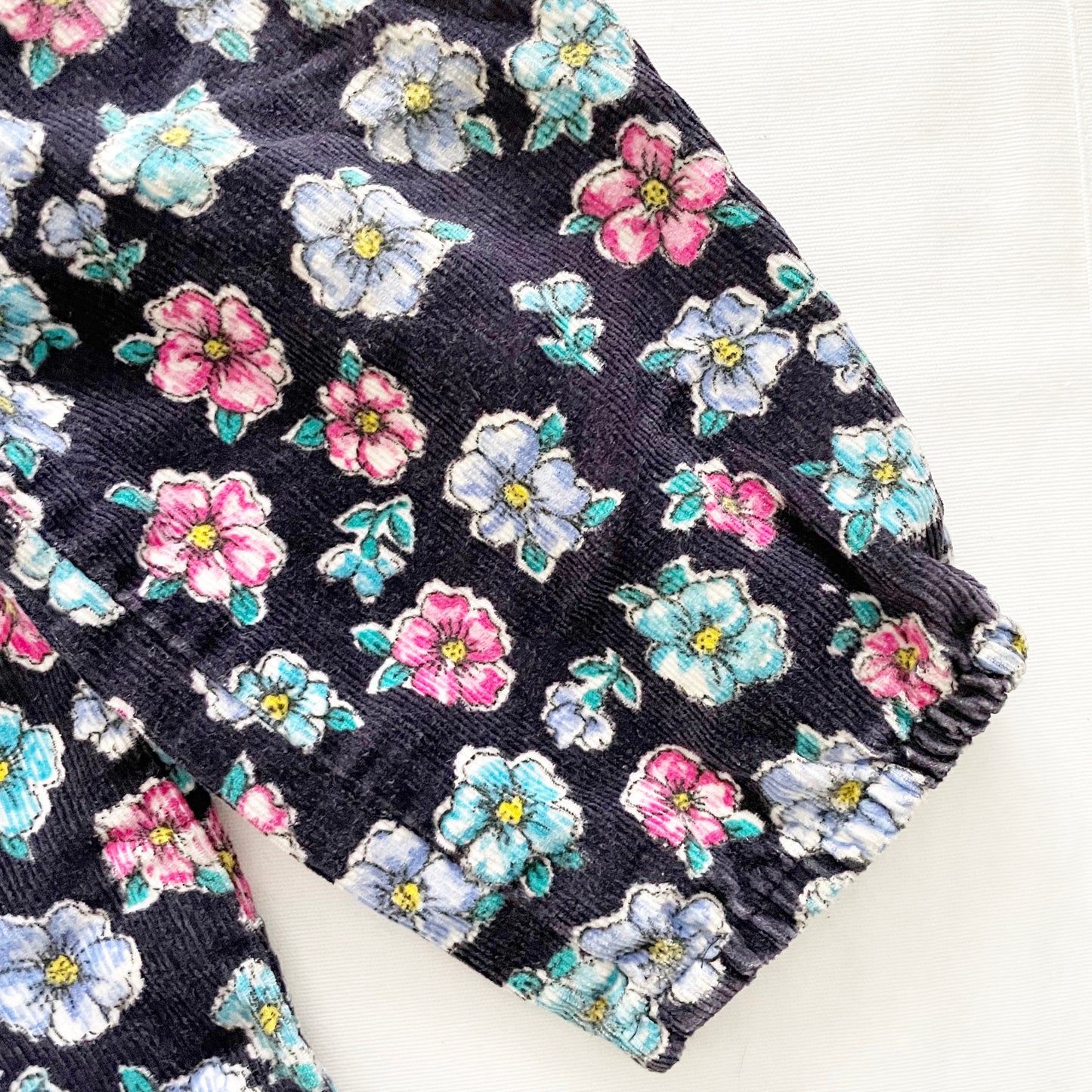 OshKosh Black Floral Cord Bubble Overalls