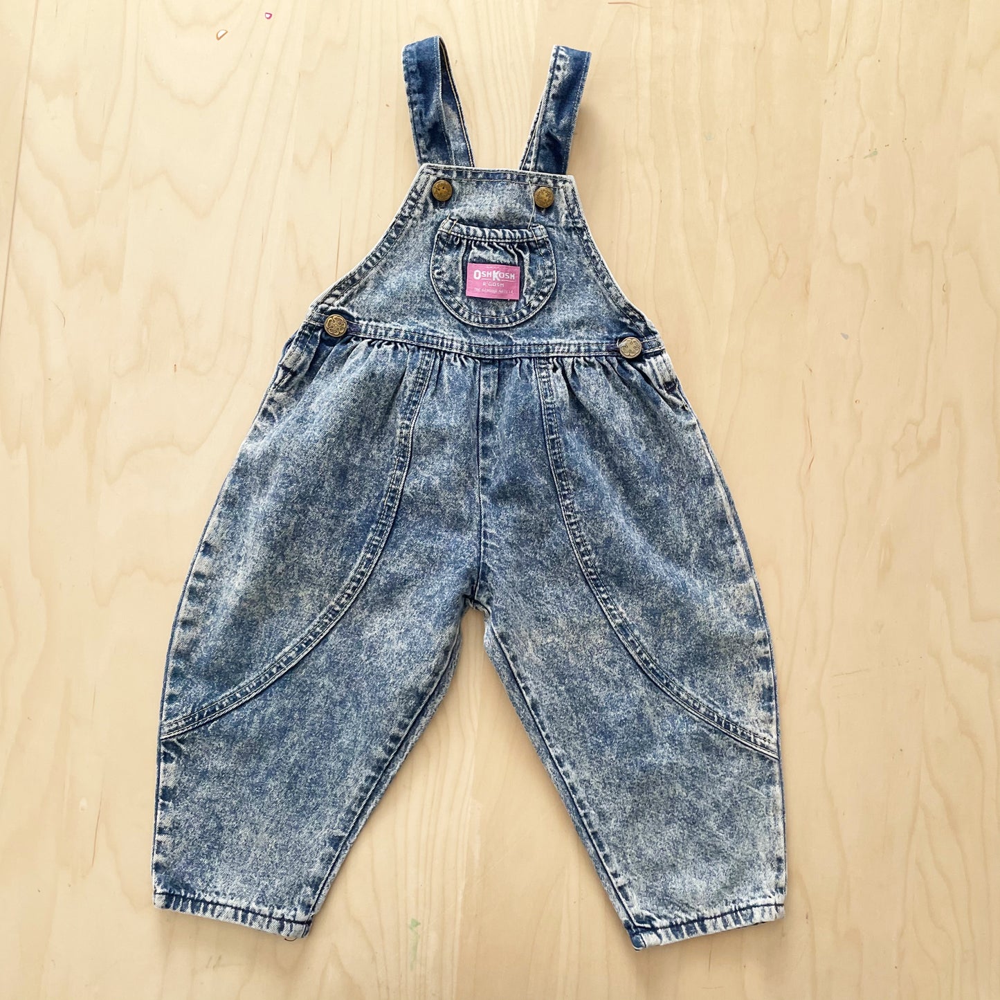 OshKosh Acid Wash Bubble Overalls - Yellow Clover Vintage Kids Clothes