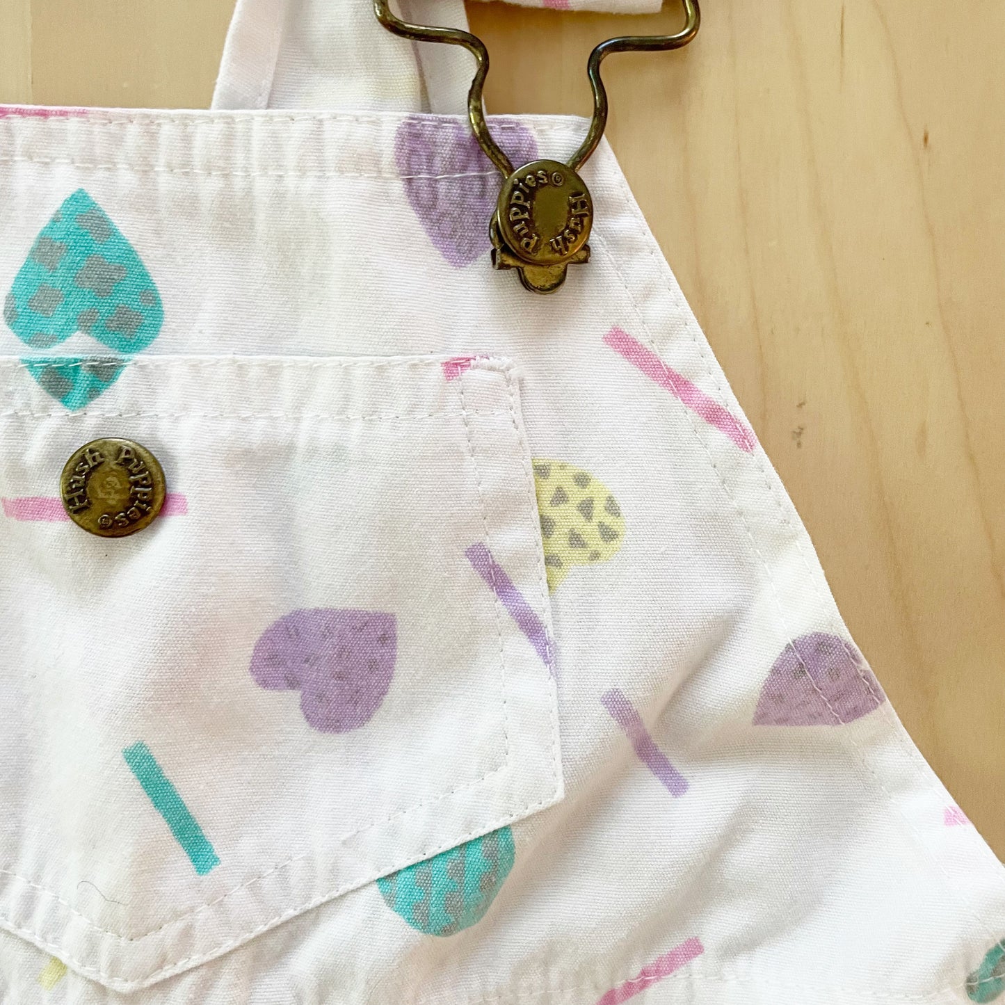 Hush Puppies Heart Print Overalls - Yellow Clover Vintage Kids Clothes