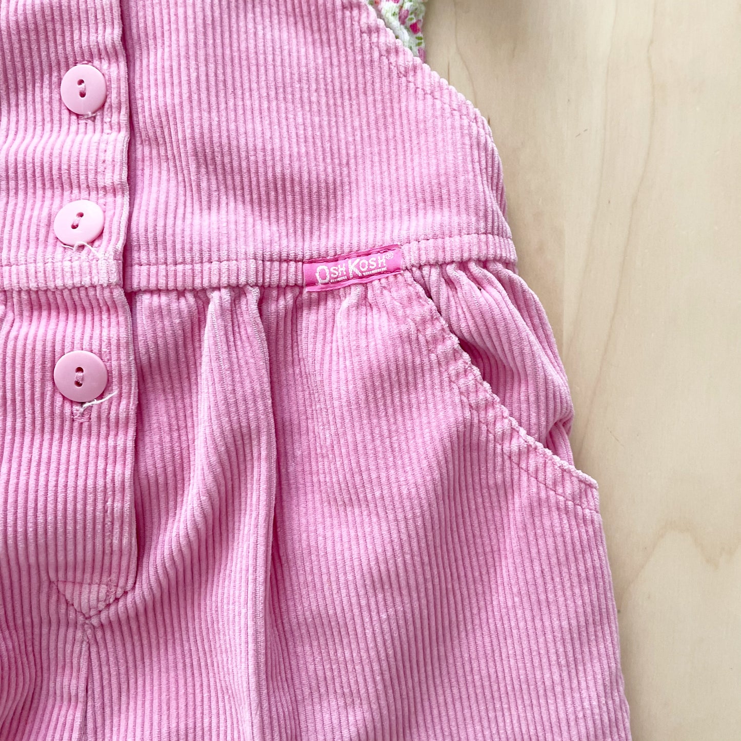 OshKosh Pink Cord Ruffle Back Overalls with Bodysuit - Yellow Clover Vintage Kids Clothes