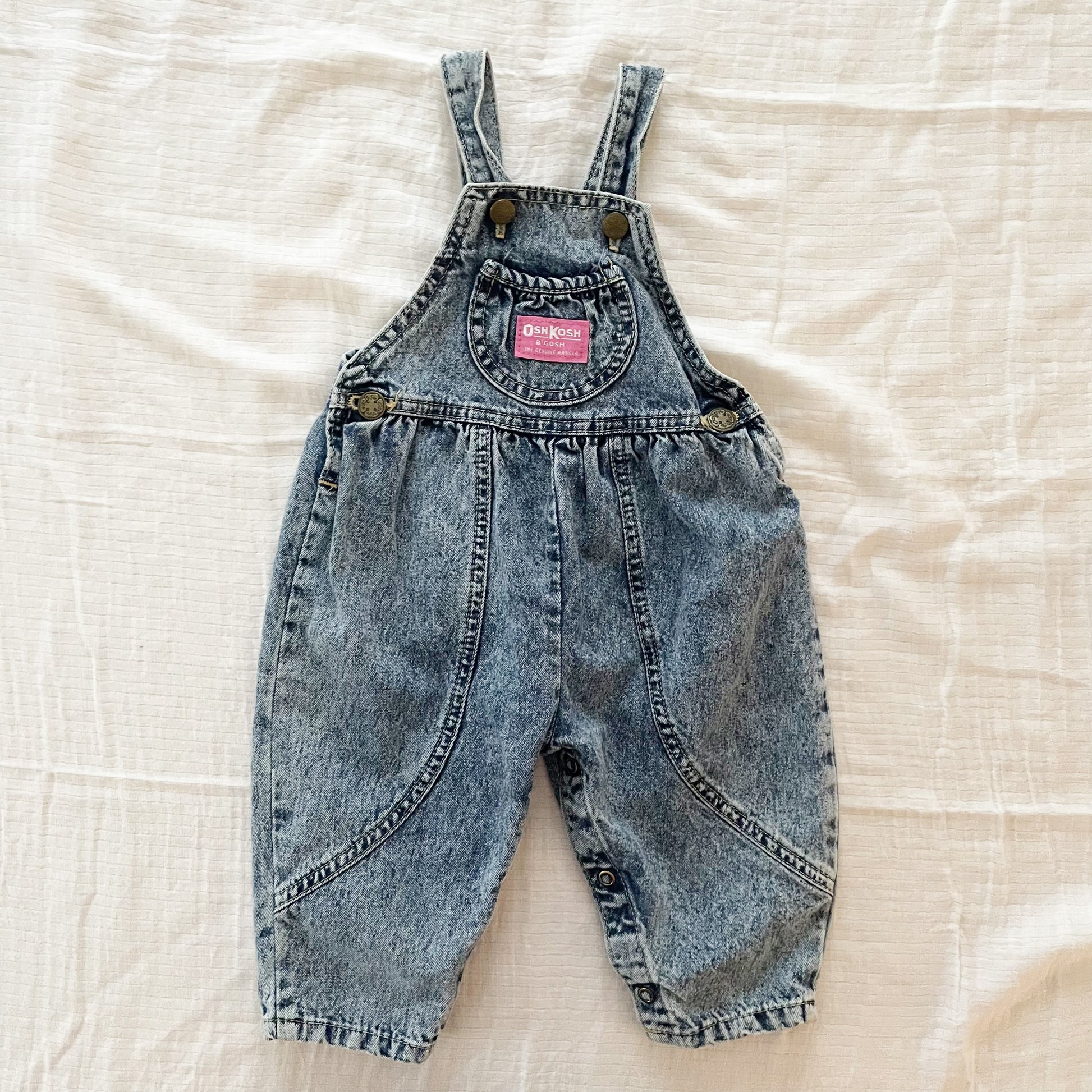 Vintage OshKosh Acid Wash Baby Bubble Overalls